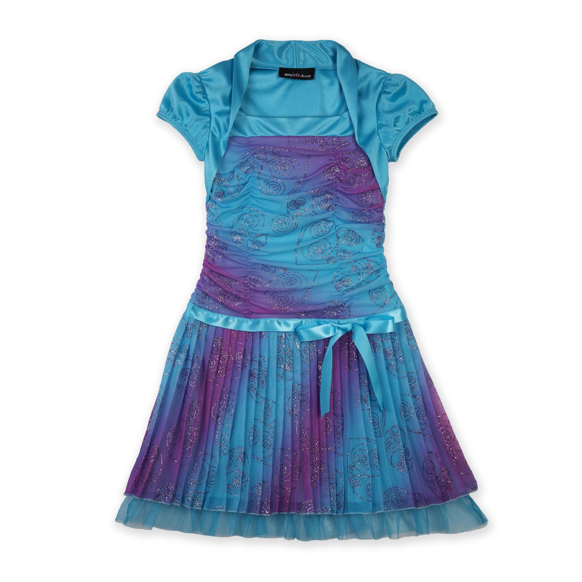 Amy's Closet Girl's Shirred Dress & Shrug - Ombre