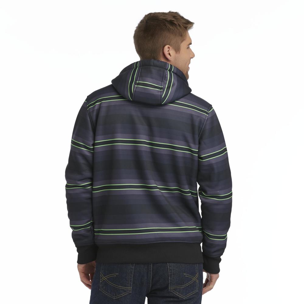 Always Push Forward Men's Faux Sherpa Fleece Lined Hoodie Jacket - Striped