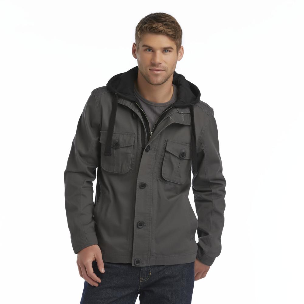Men's Hooded Military-Inspired Twill Jacket