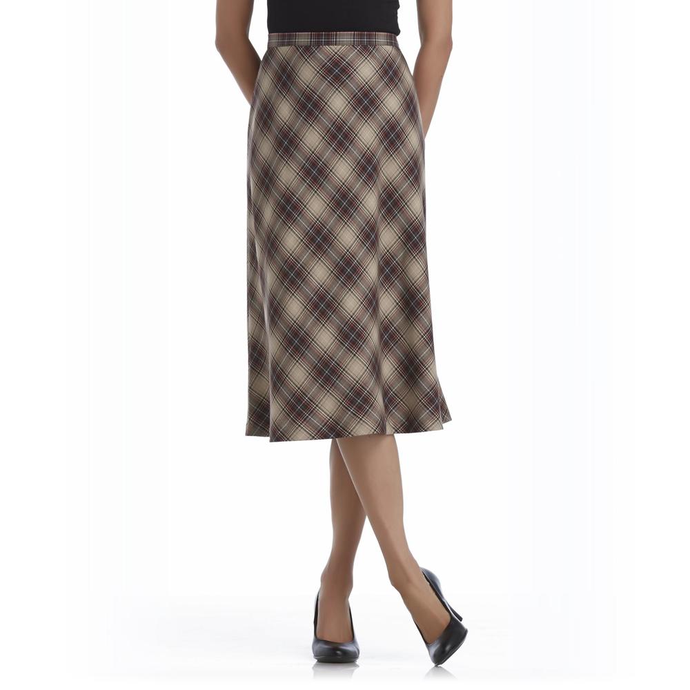Basic Editions Women's Woven Skirt - Plaid