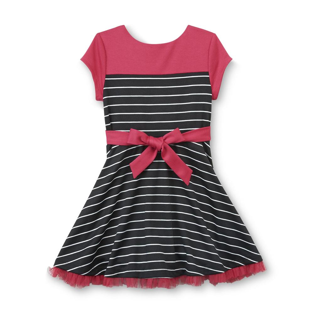 Pinky Girl's Flared Dress - Striped