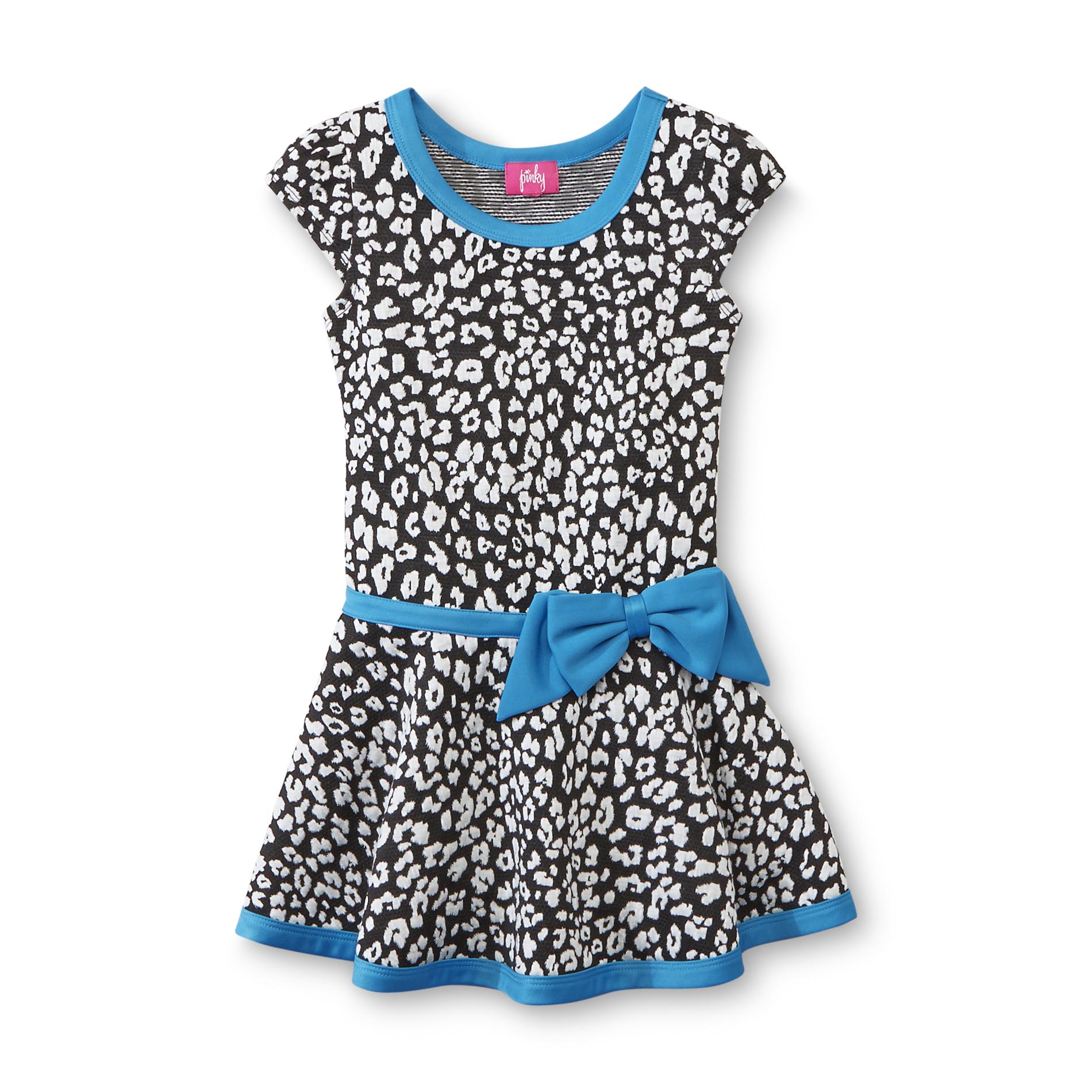 Pinky Girl's Cap-Sleeve Casual Dress - Cheetah