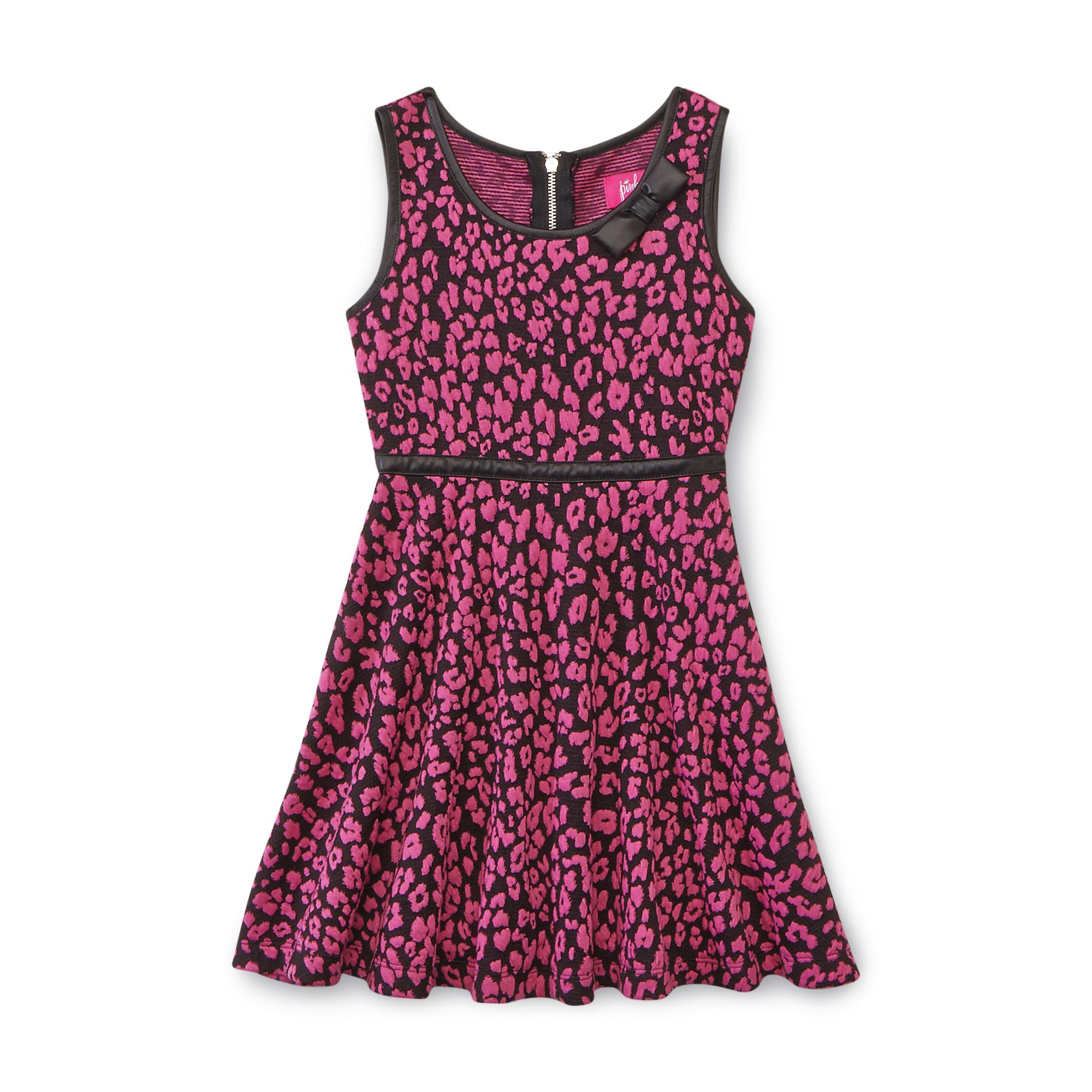 Pinky Girl's Sleeveless Casual Dress - Cheetah