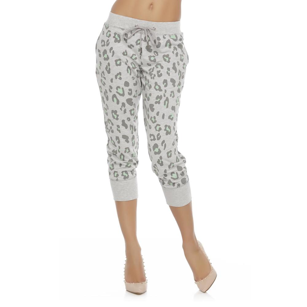Kardashian Kollection Women's Cropped French Terry Sweatpants - Leopard Print