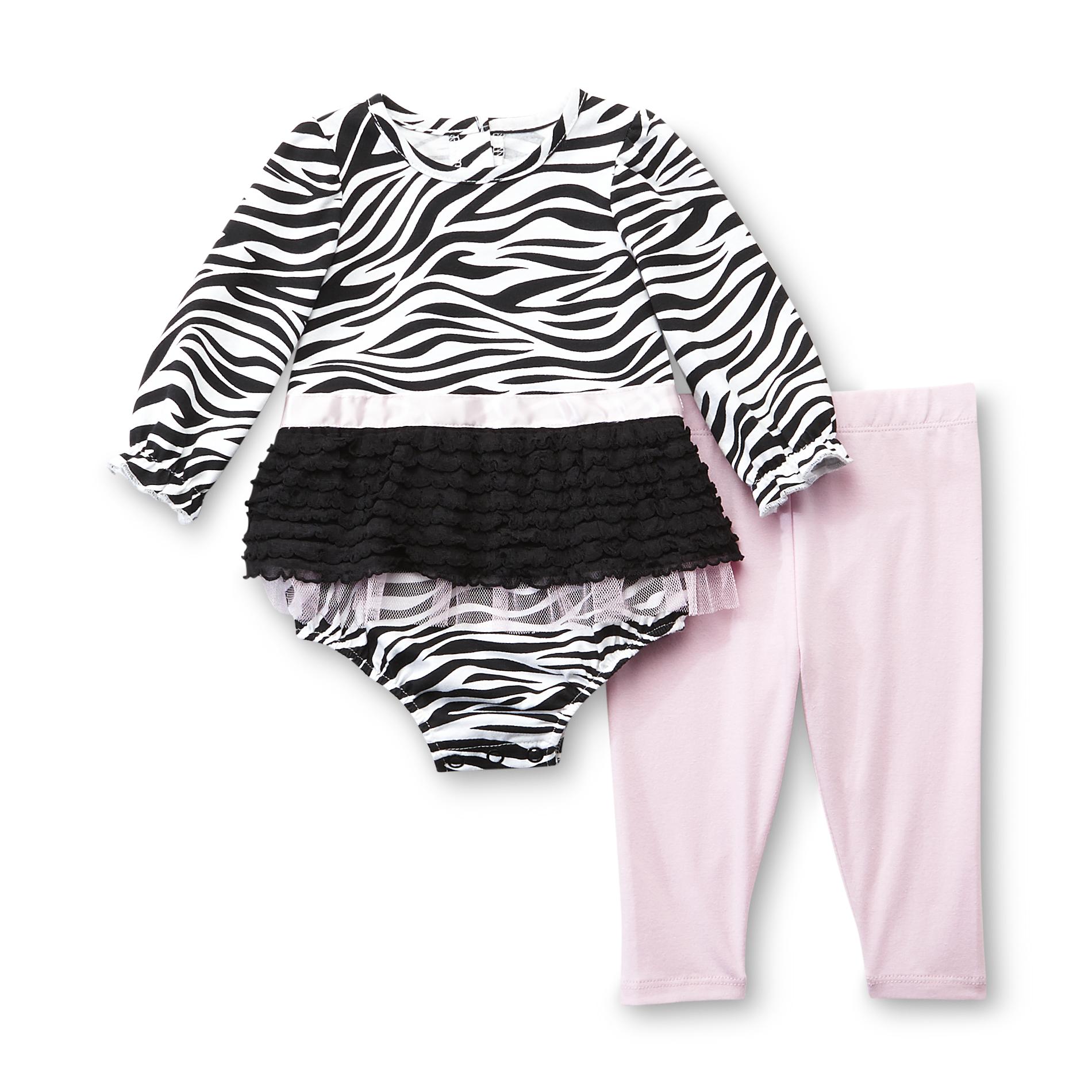 Small Wonders Newborn Girl's Tutu Bodysuit & Leggings - Zebra Print