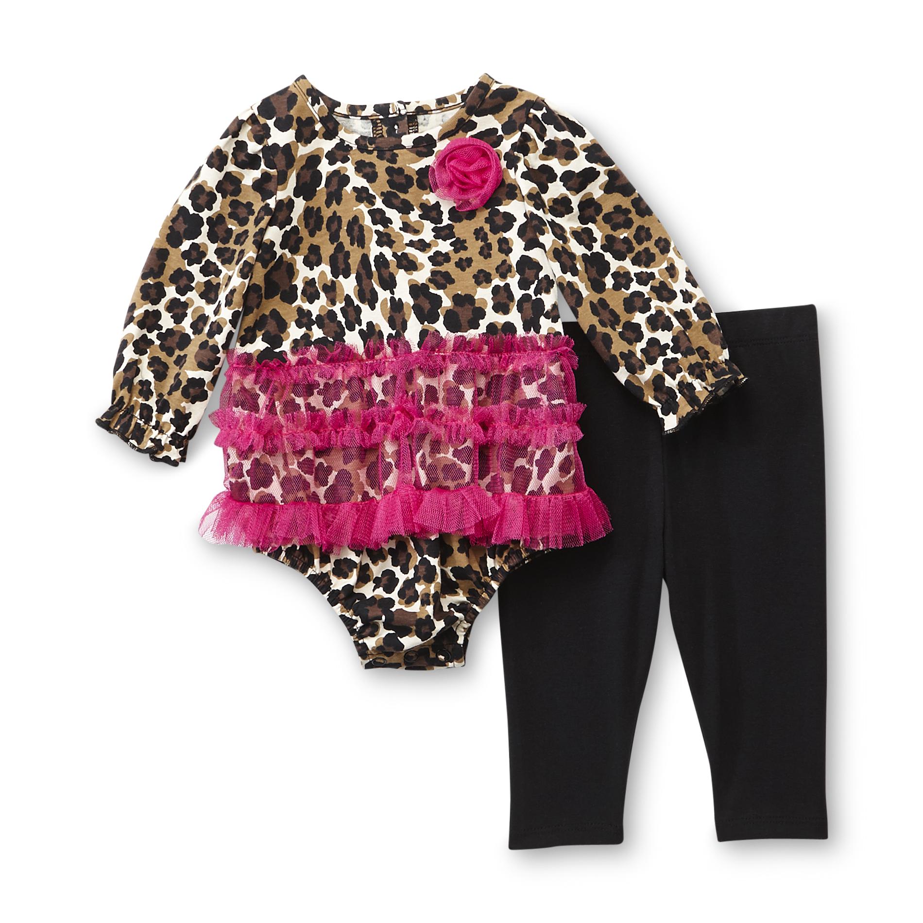 Small Wonders Newborn Girl's Tutu Bodysuit & Leggings - Leopard Print