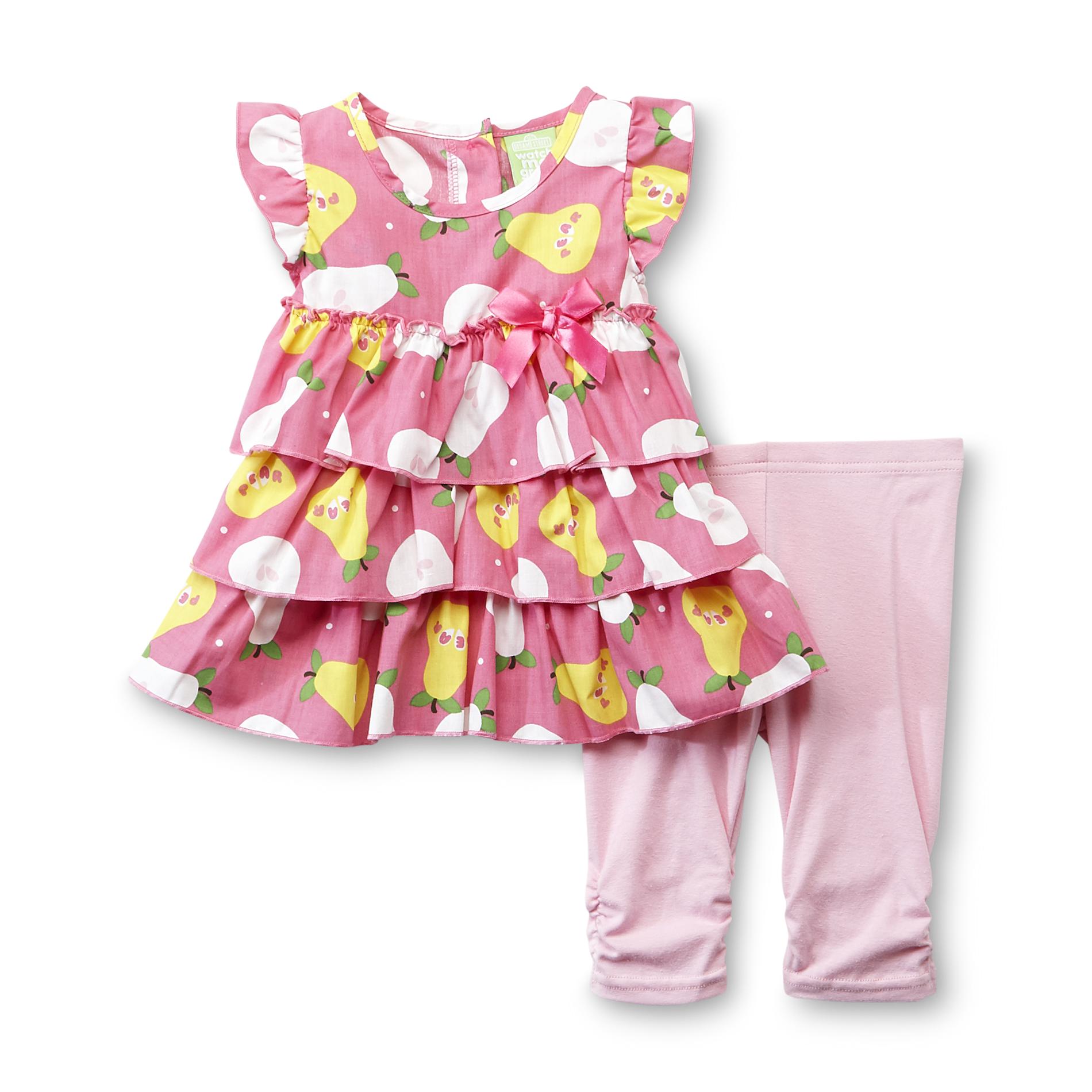 WATCH ME GROW Infant Girl's Tiered Woven Top & Leggings - Pears