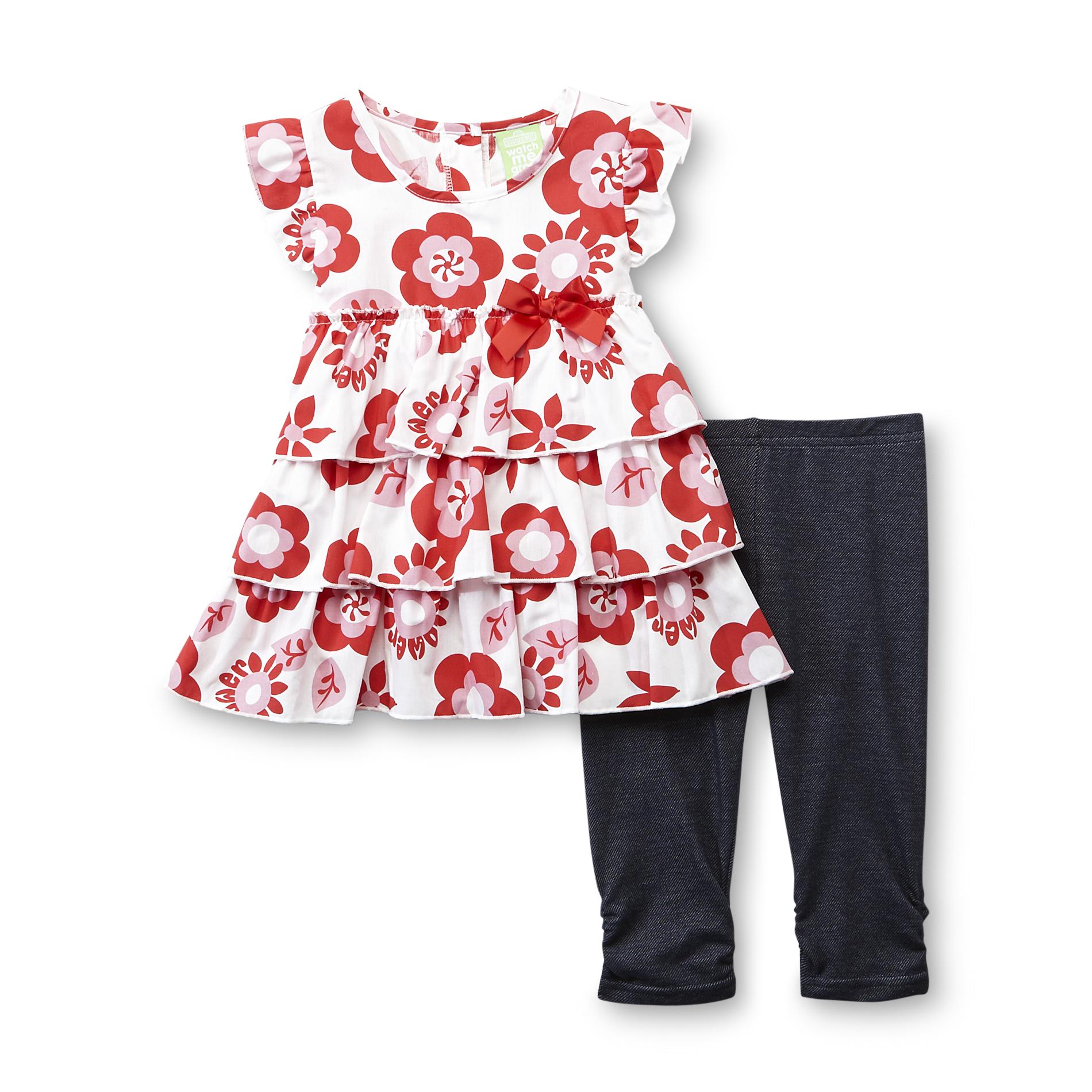 WATCH ME GROW Toddler Girl's Tiered Woven Top & Leggings - Floral