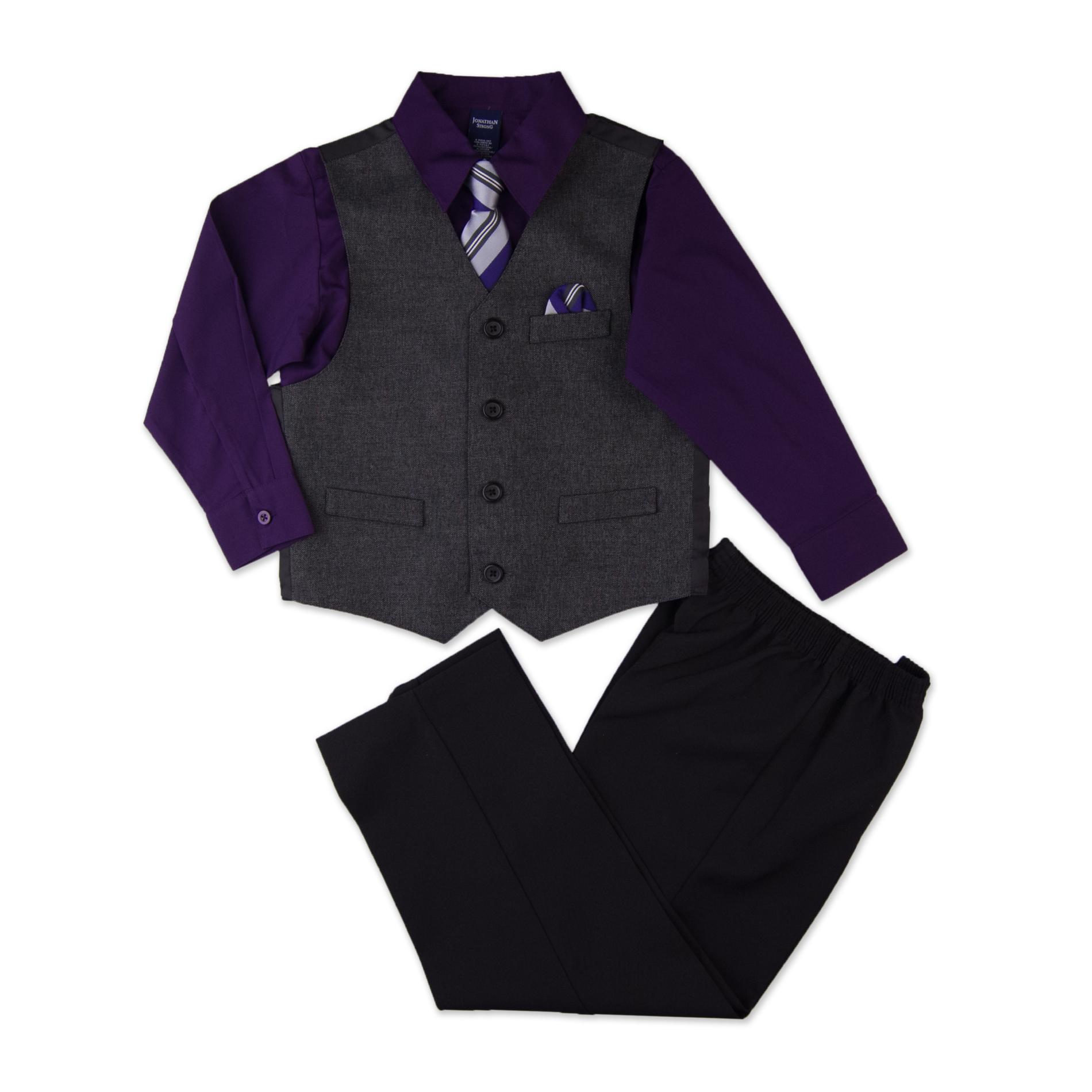 Jonathan Strong Boy's Dress Shirt  Necktie  Vest & Pants - Pocket Square