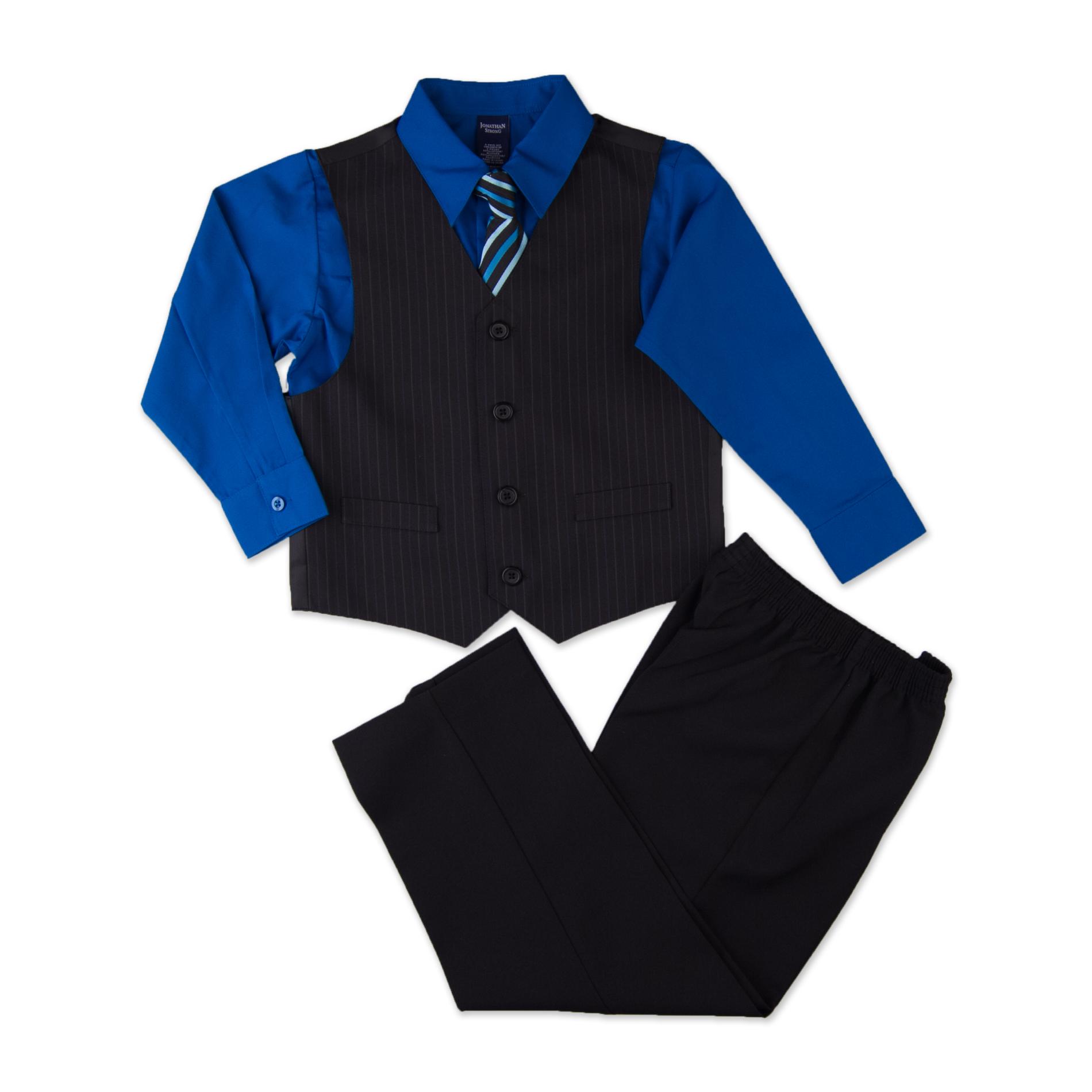 Jonathan Strong Boy's Dress Shirt  Necktie  Vest & Pants - Striped