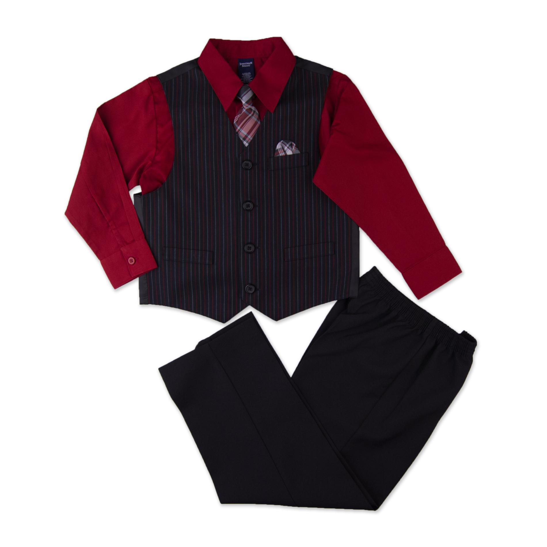 Jonathan Strong Newborn Boy's Dress Shirt  Necktie  Vest & Pants - Striped
