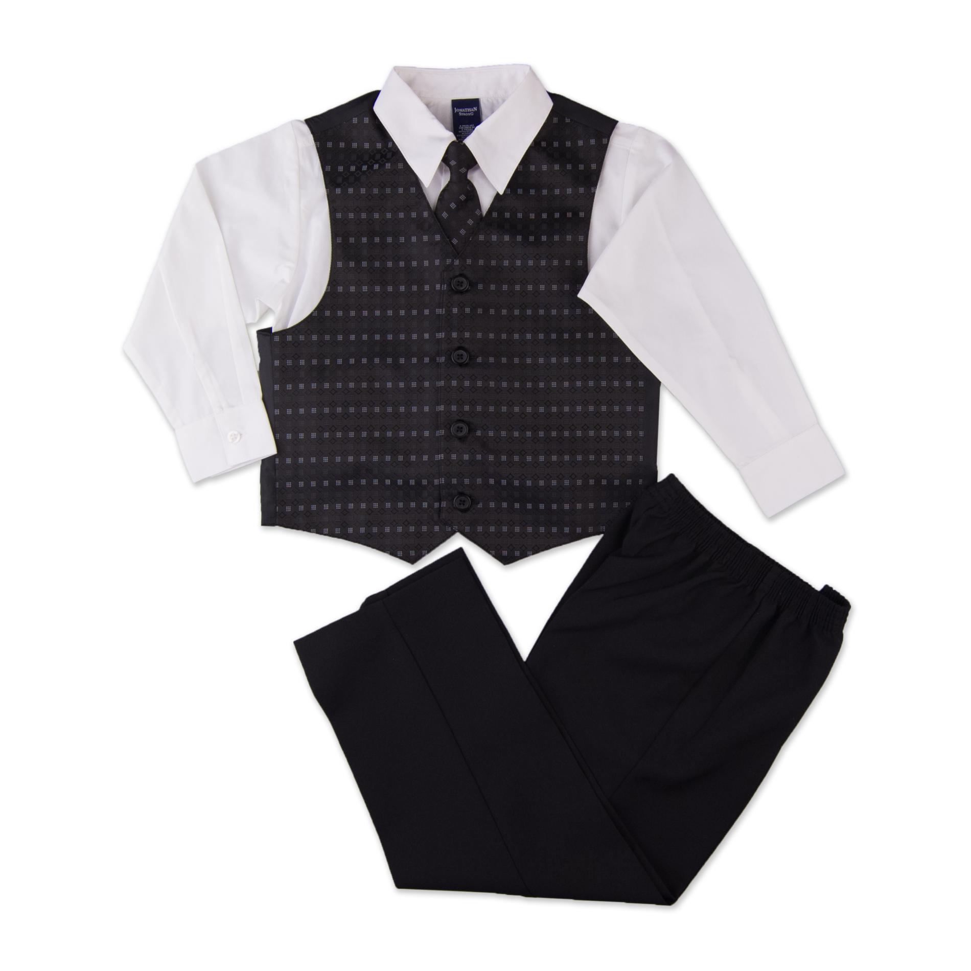 Jonathan Strong Boy's Dress Shirt  Necktie  Vest & Pants - Dotted Stripe