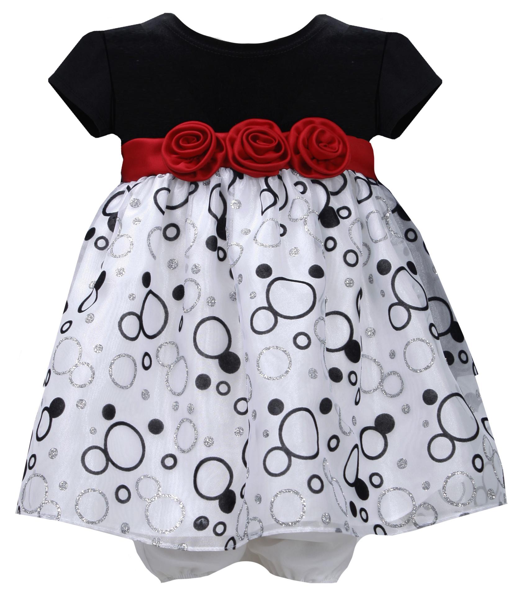 Ashley Ann Newborn Girl's Occasion Dress & Diaper Cover - Glitter