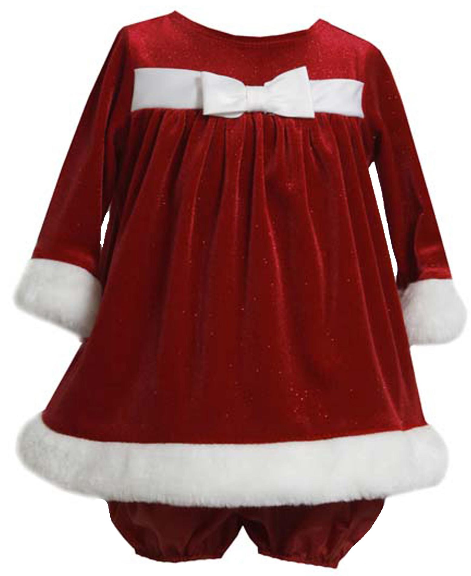 Ashley Ann Newborn Girl's Christmas Dress & Diaper Cover - Santa