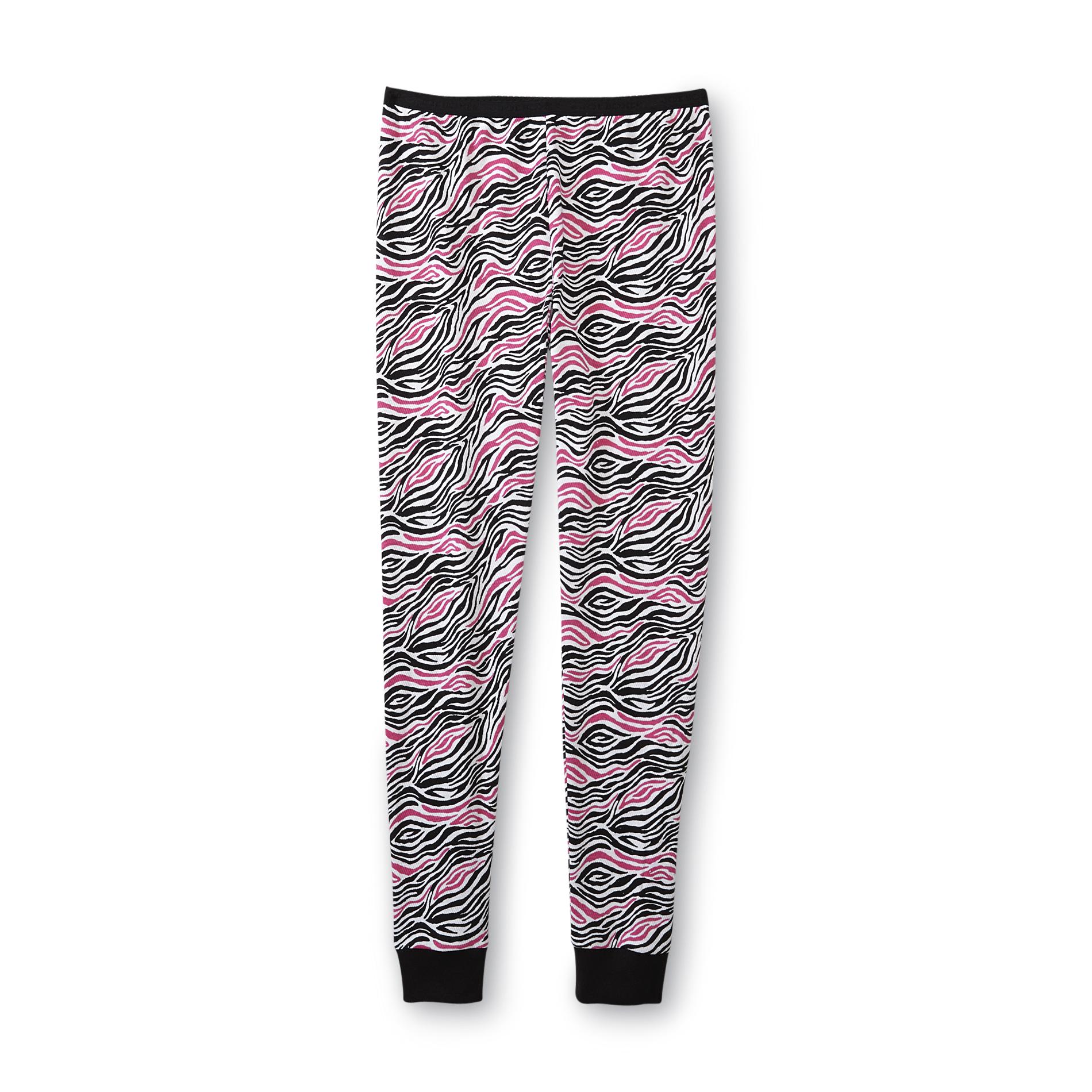 Joe Boxer Women's WaffleKnit Thermal Pants Zebra Print
