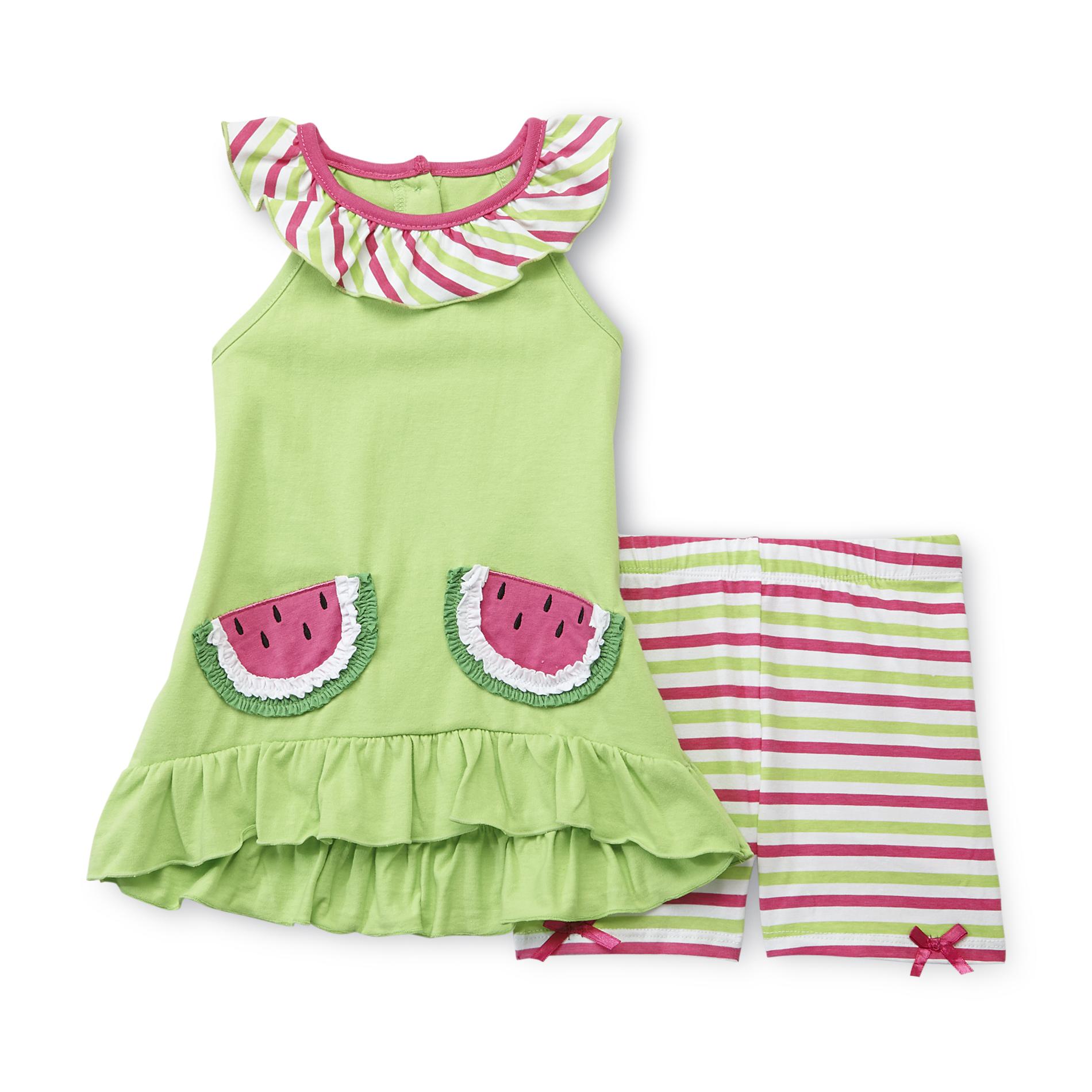 Young Hearts Infant & Toddlers Girl's Sleeveless Top & Shorts - Watermelon