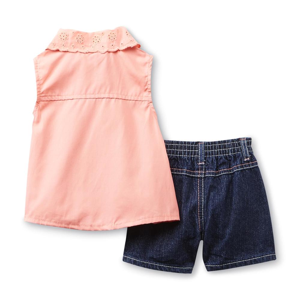 Young Hearts Infant & Toddler Girl's Tie-Front Top & Denim Shorts