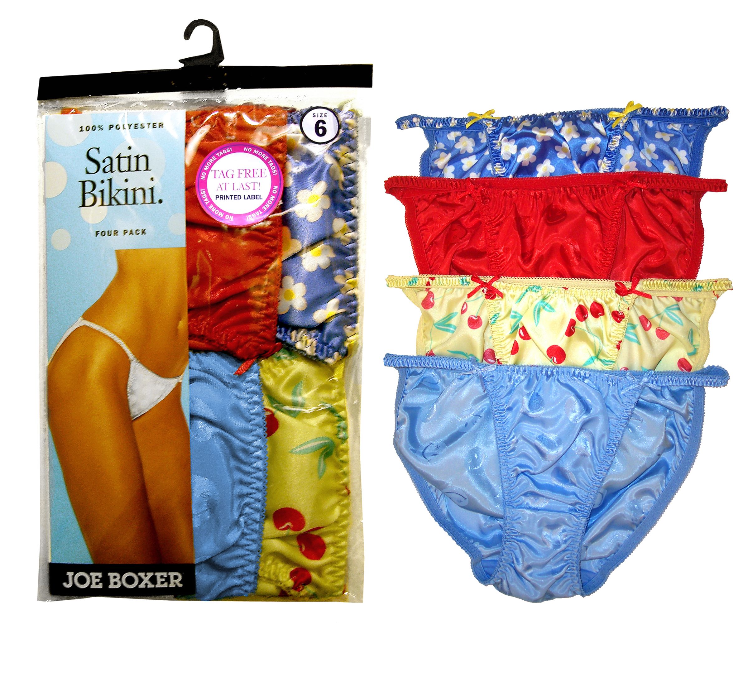 Joe Boxer Women's Assorted Satin Bikini - 4-pack