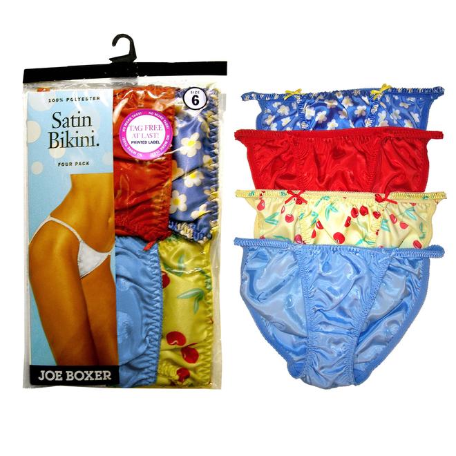 Joe Boxer Women's Assorted Satin Bikini 4pack