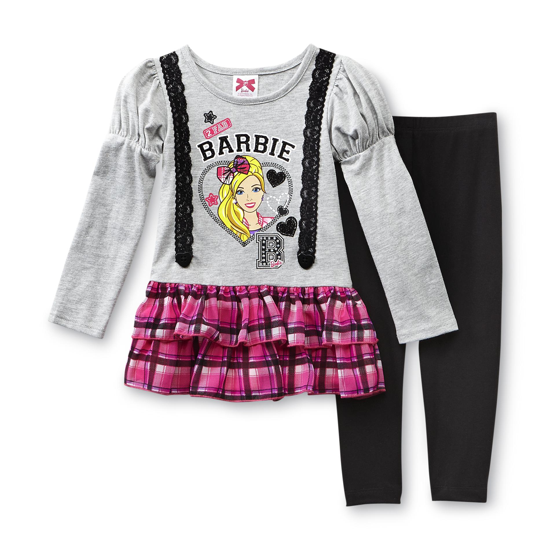 Barbie Toddler Girl's Tunic & Leggings - Plaid