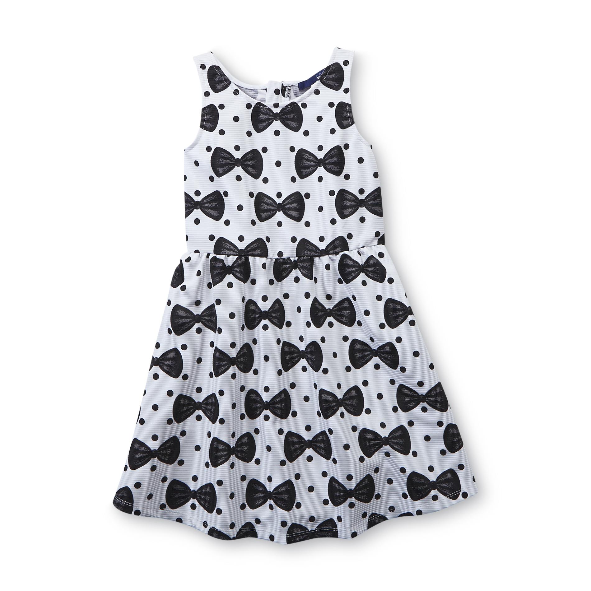 Basic Editions Girl's Sleeveless Dress - Polka Dots & Bows
