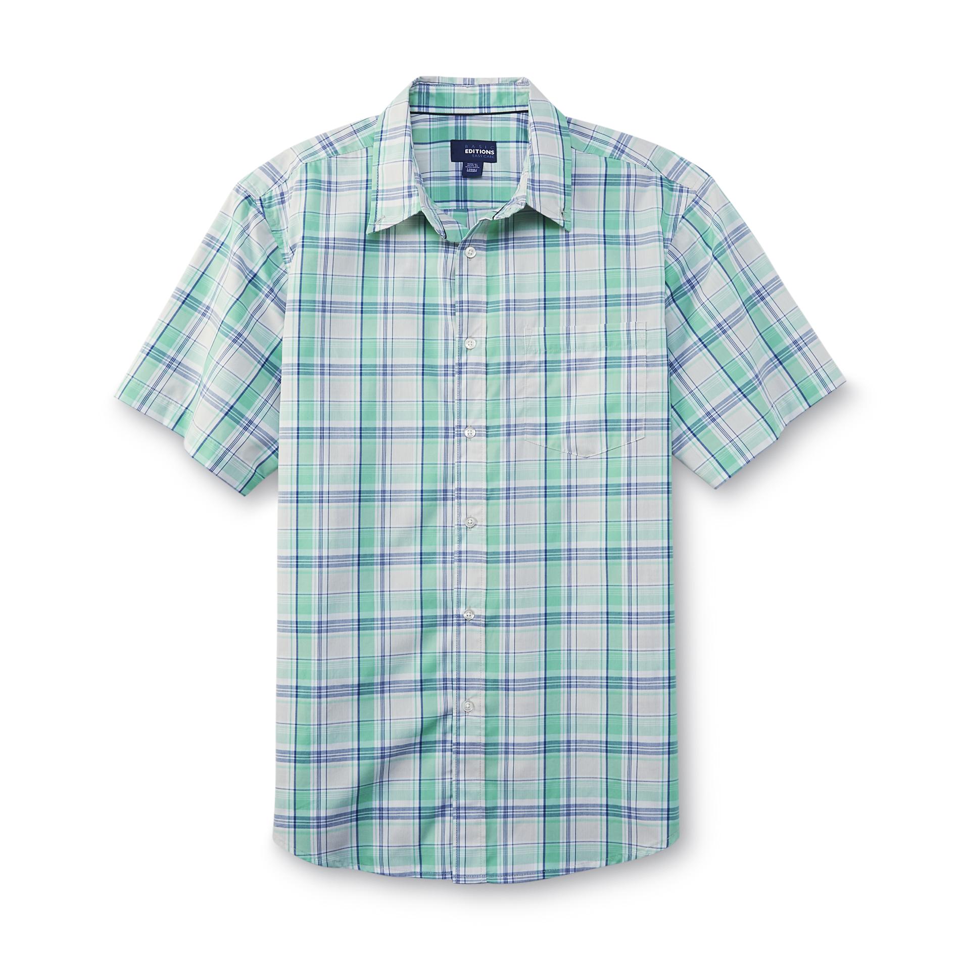 Basic Editions Men's Easy Care Short-Sleeve Shirt - Plaid