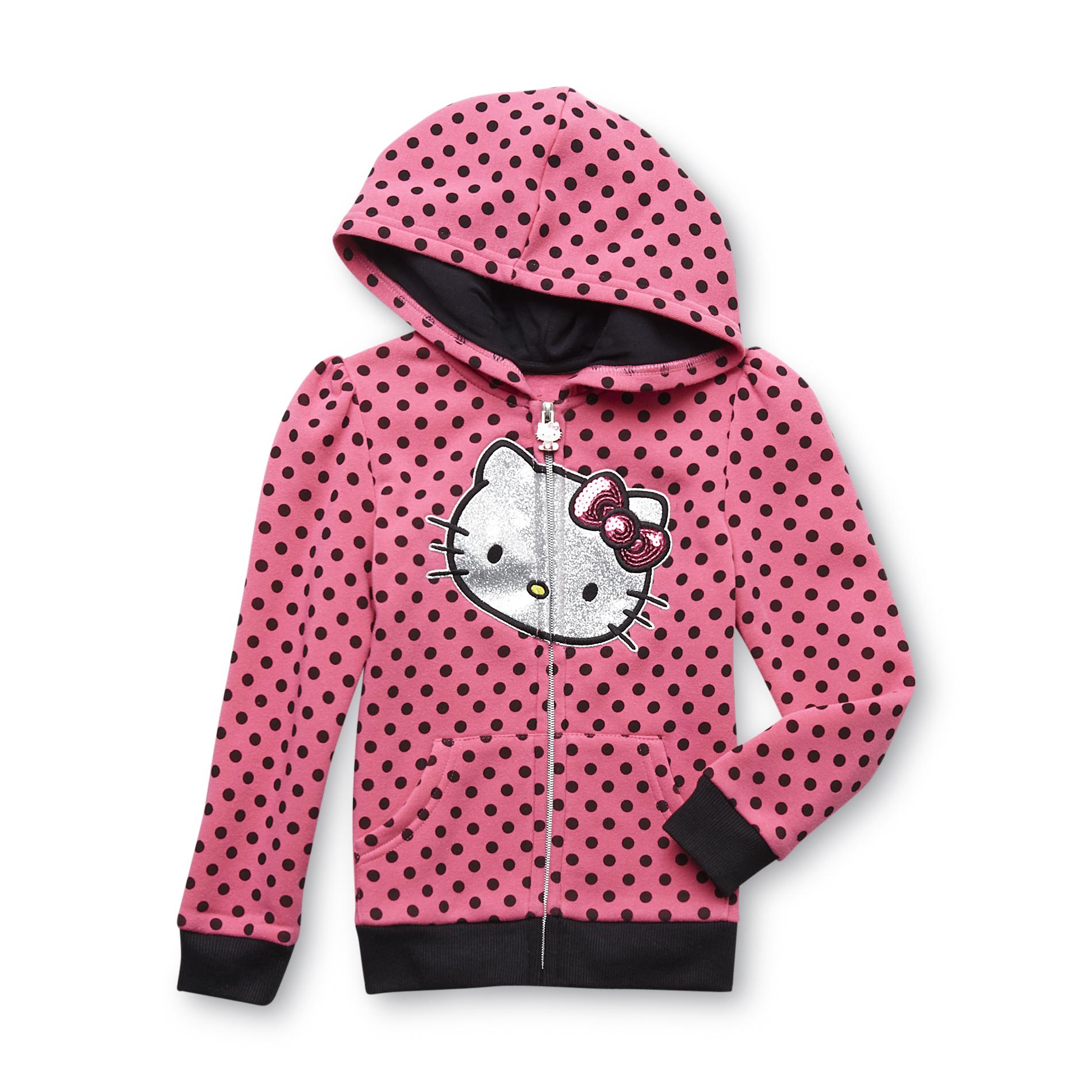 Hello Kitty Girl's Embellished Hoodie Jacket - Polka Dot