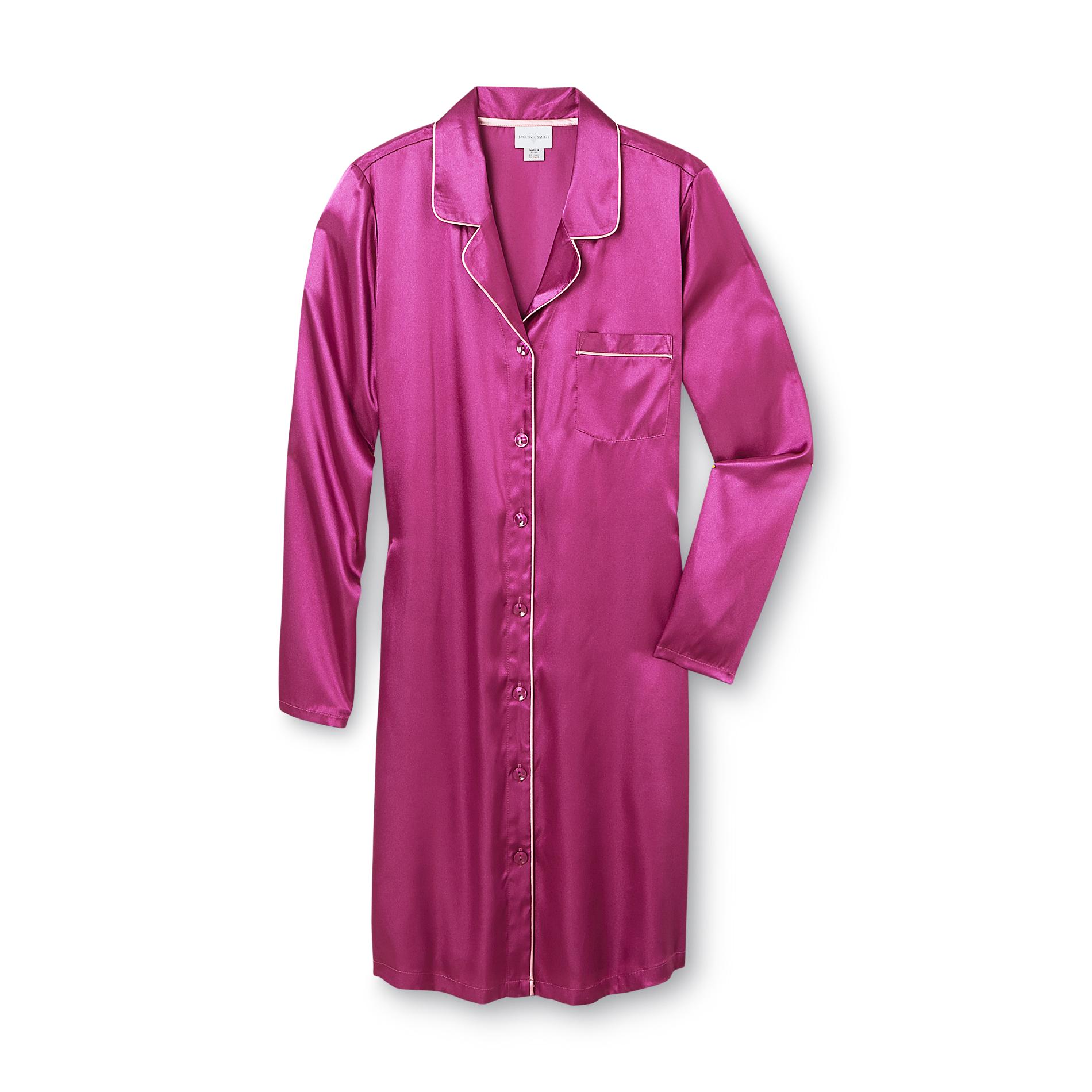 Jaclyn Smith Women's Button-Front Satin Nightgown