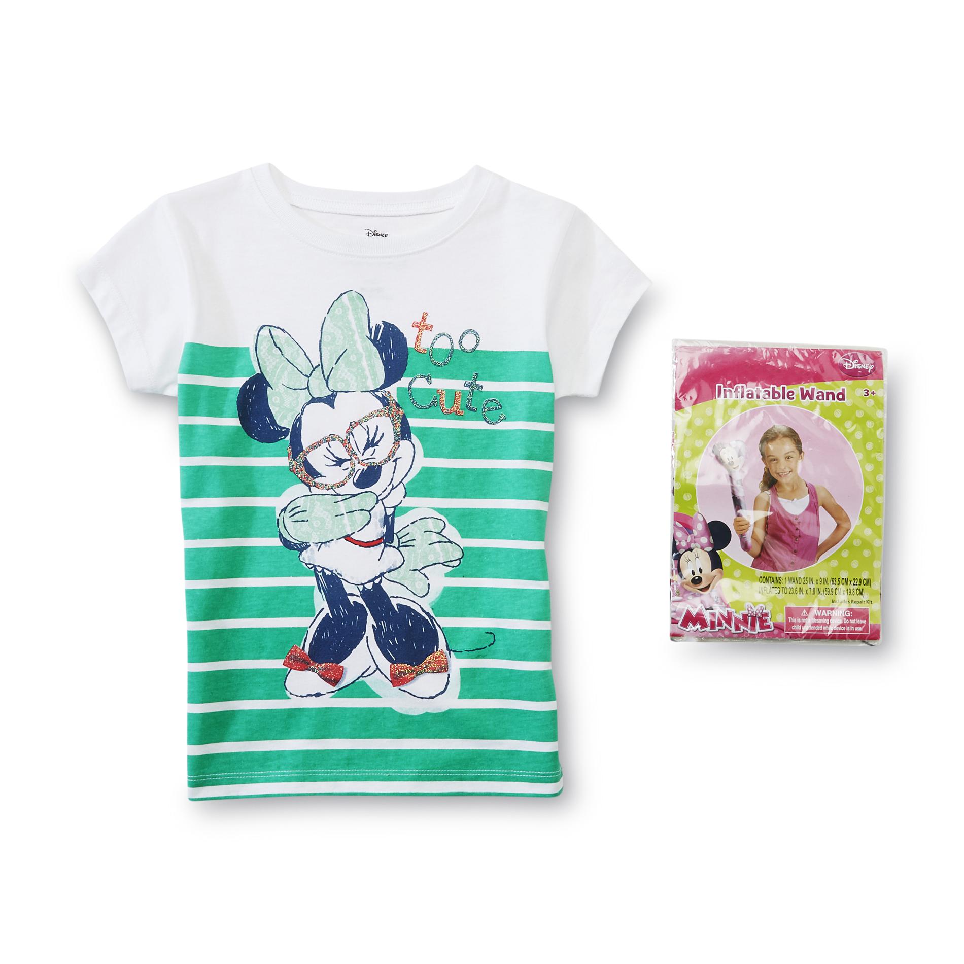 Disney Minnie Mouse Girl's Graphic T-Shirt & Inflatable Wand