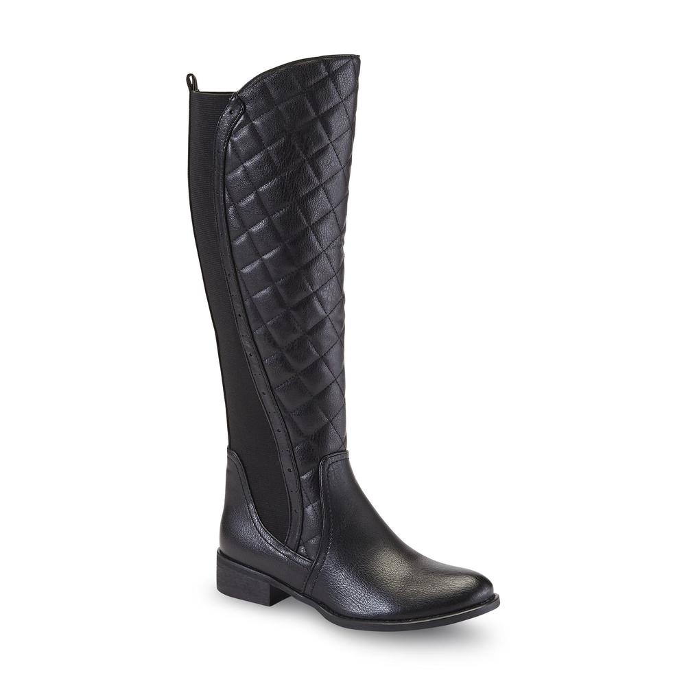 GC Shoes Women's Raina 15" Black Quilted Riding Boot