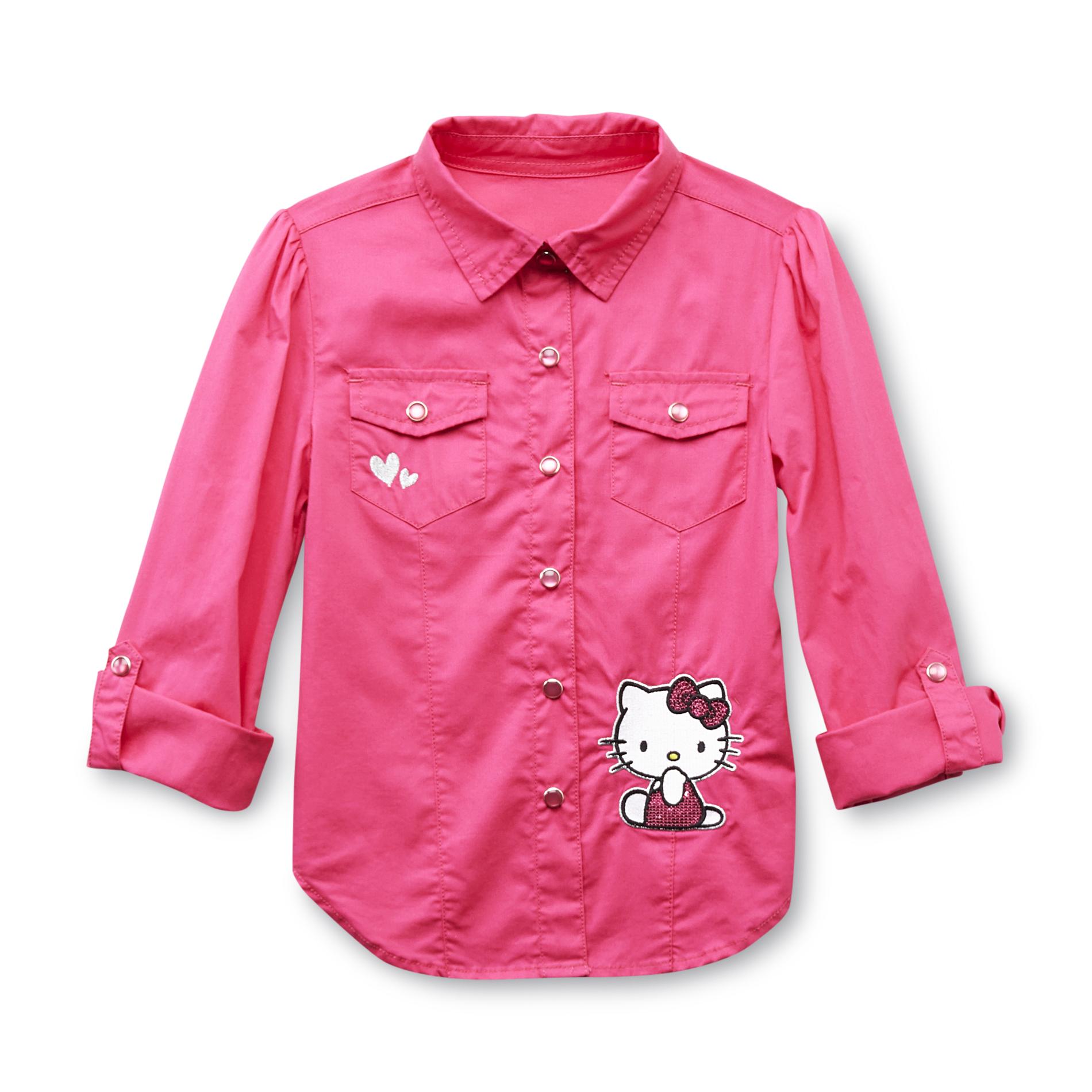 Hello Kitty Girl's Embellished Chambray Shirt