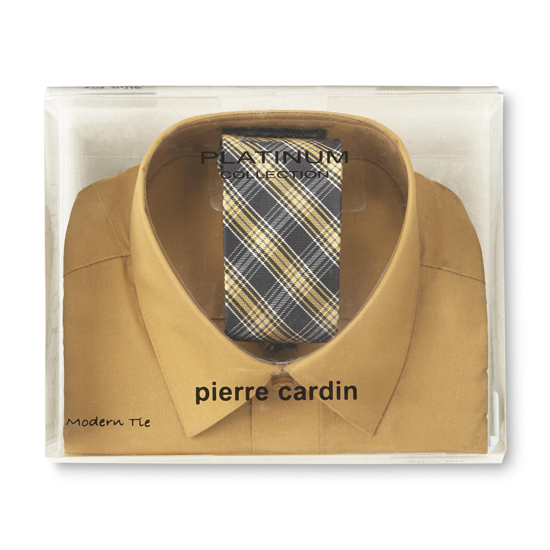 Pierre Cardin Men's Slim Fit Shirt & Tie - Plaid