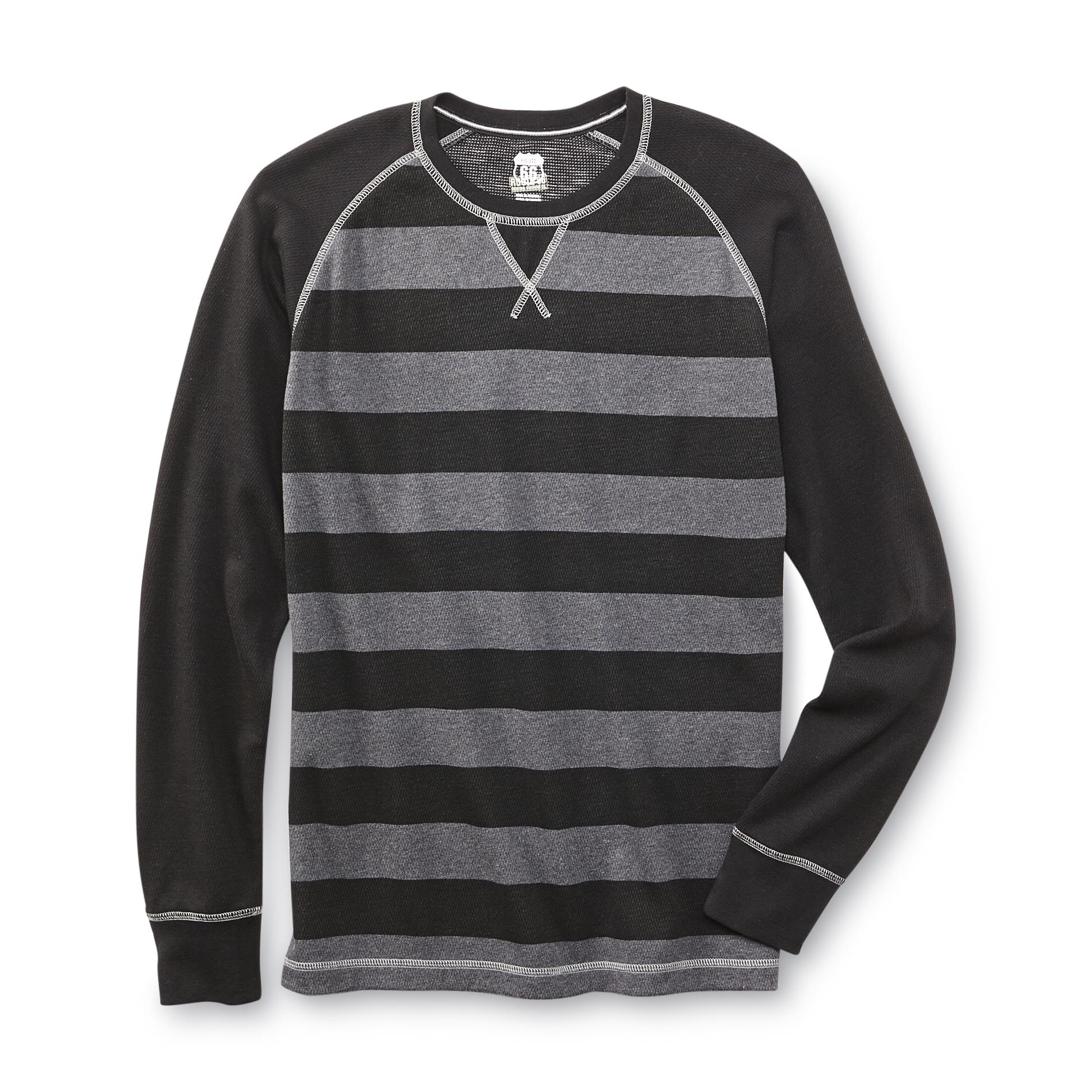 Route 66 Men's Thermal Raglan Shirt - Rugby Striped