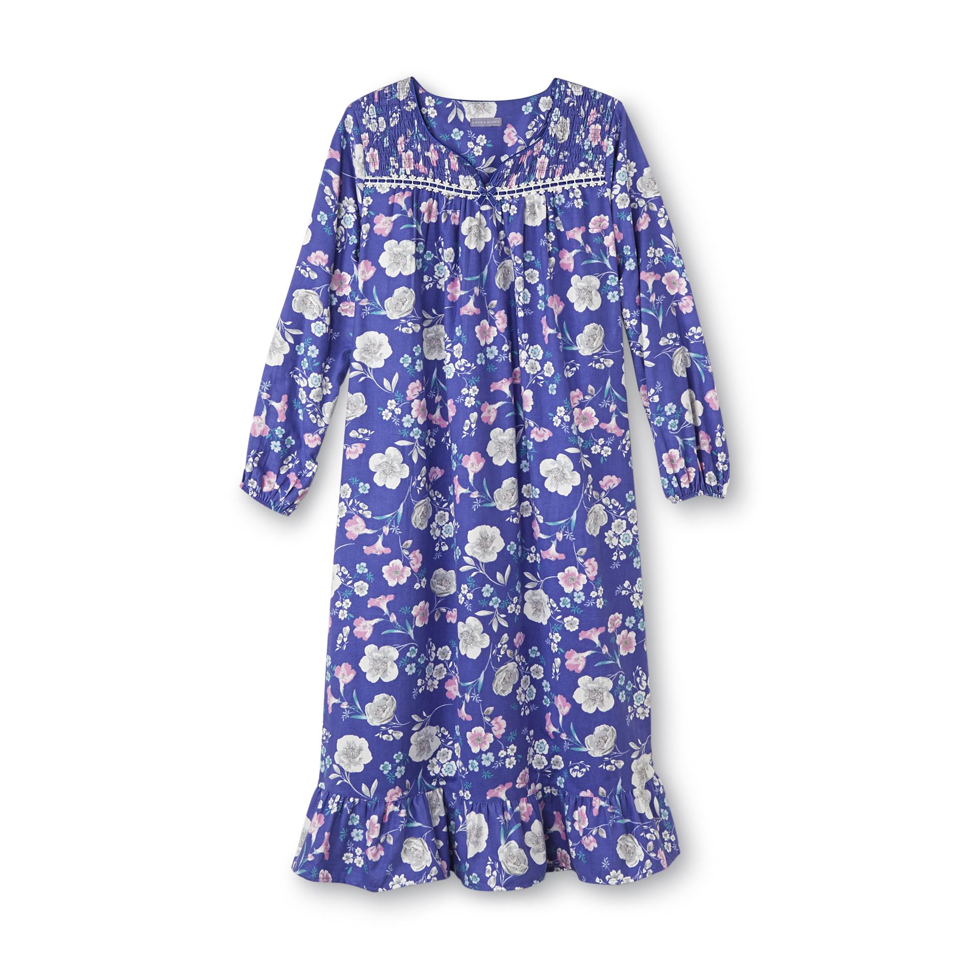 Laura Scott Women's Flannel Nightgown - Floral