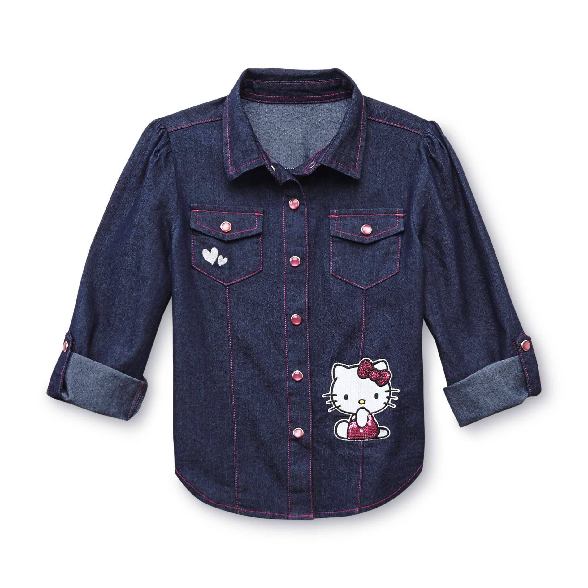 Hello Kitty Girl's Embellished Chambray Shirt