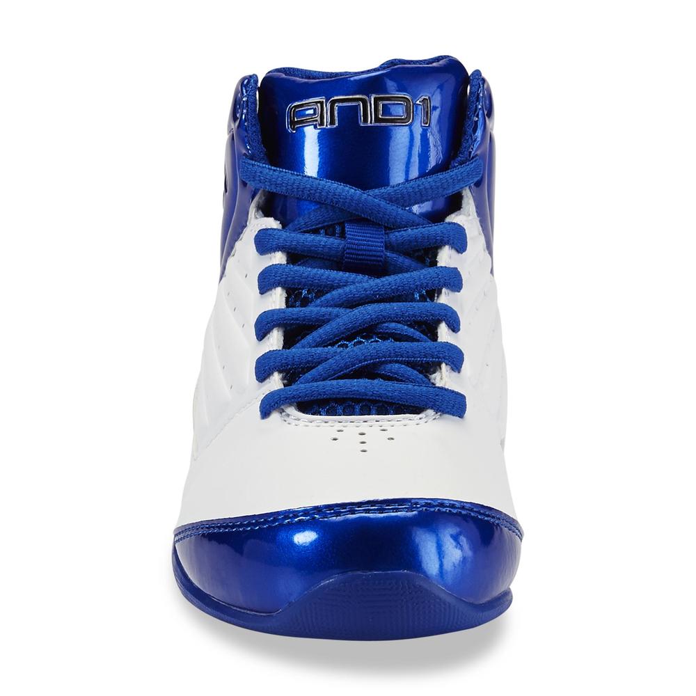 AND1 Boy's Master 2 Mid White/Blue High-Top Basketball Shoe