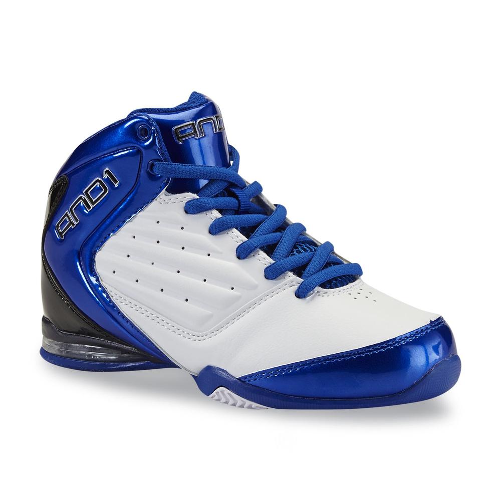AND1 Boy's Master 2 Mid White/Blue High-Top Basketball Shoe