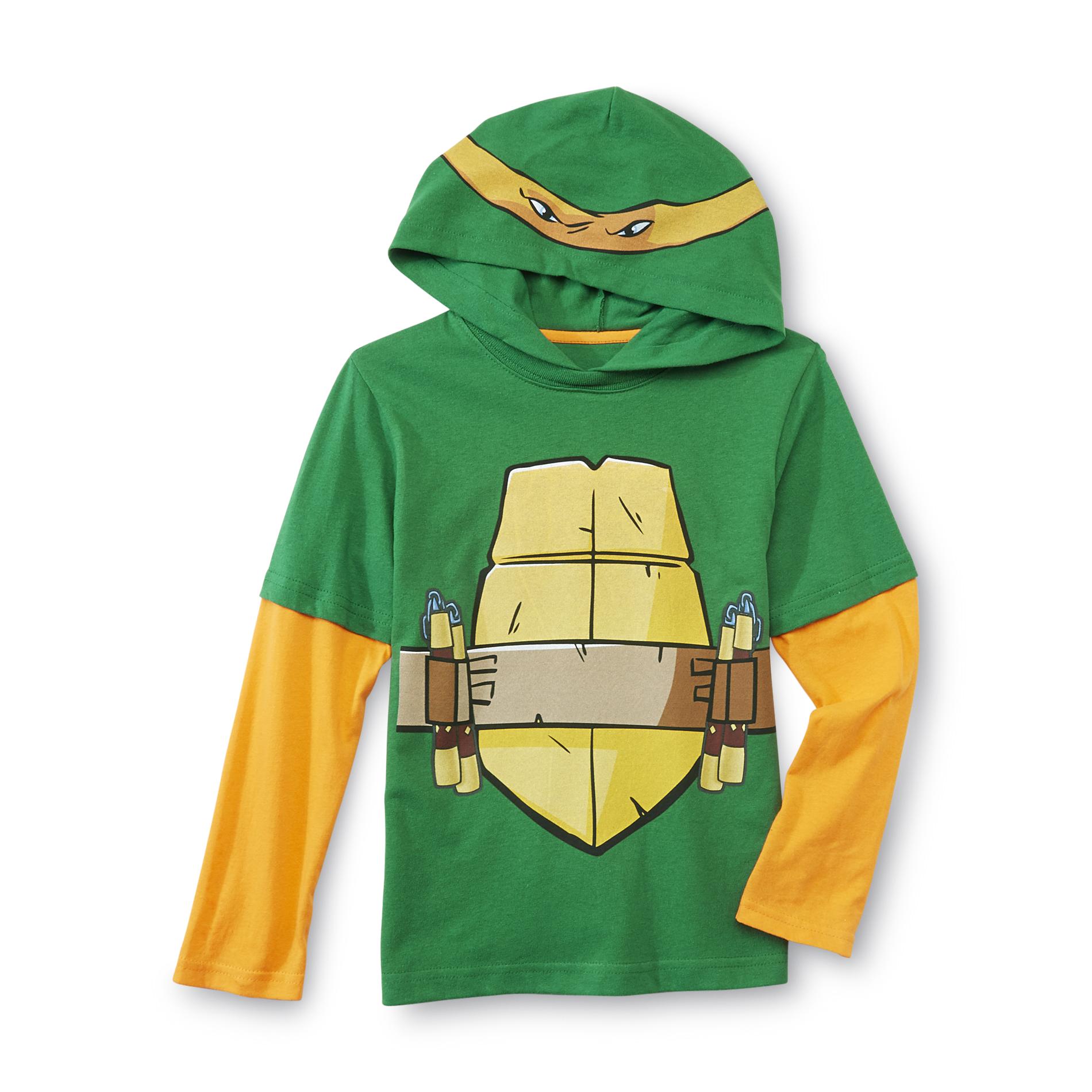 Nickelodeon Teenage Mutants Ninja Turtles Boy's Hooded Costume T-Shirt - Michelangelo
