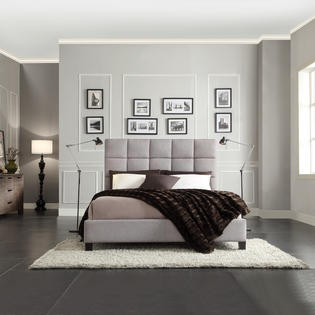 Grey Upholstered Queen Bed
