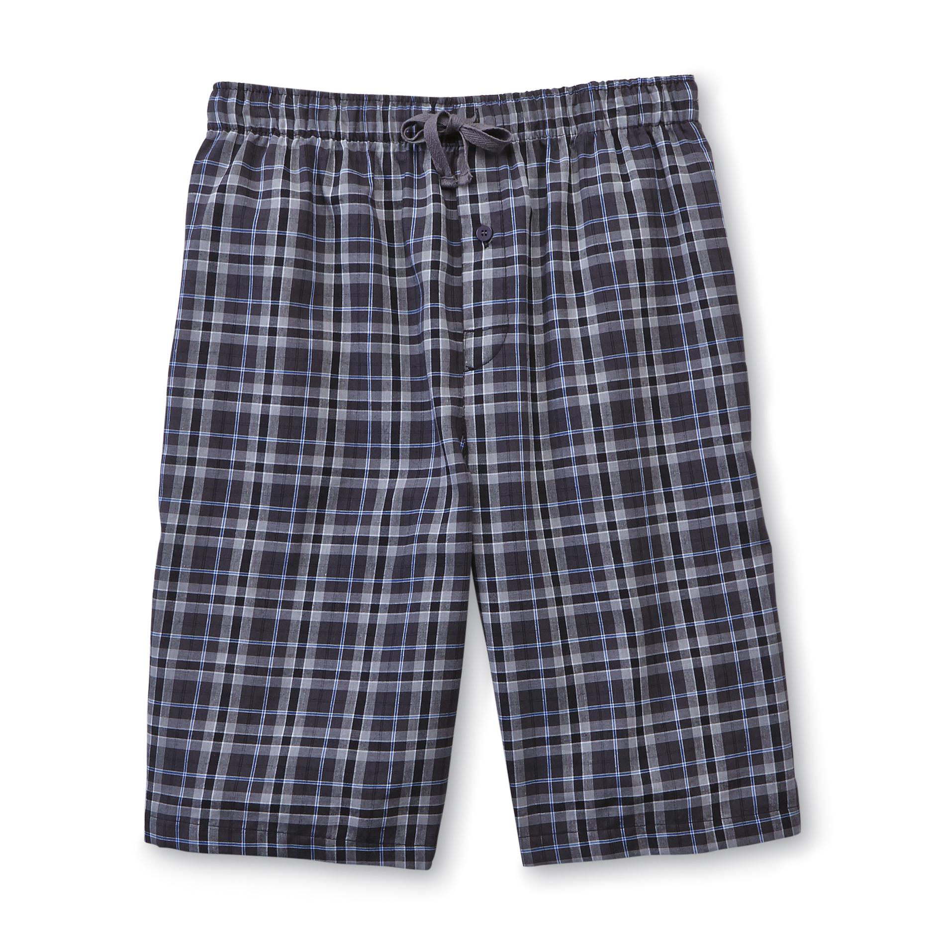 Basic Editions Men's Poplin Pajama Shorts - Plaid