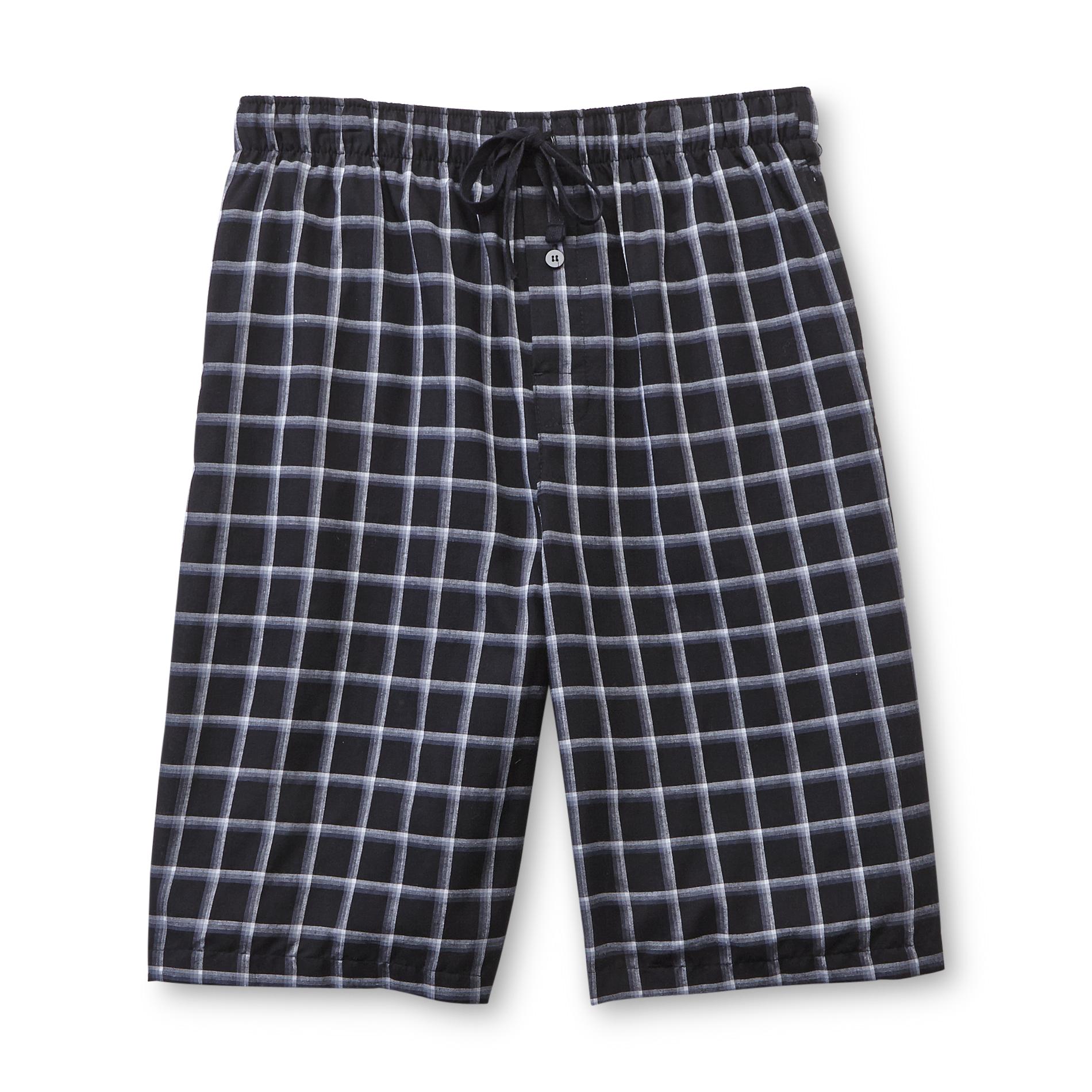 Basic Editions Men's Big & Tall Poplin Pajama Shorts - Plaid
