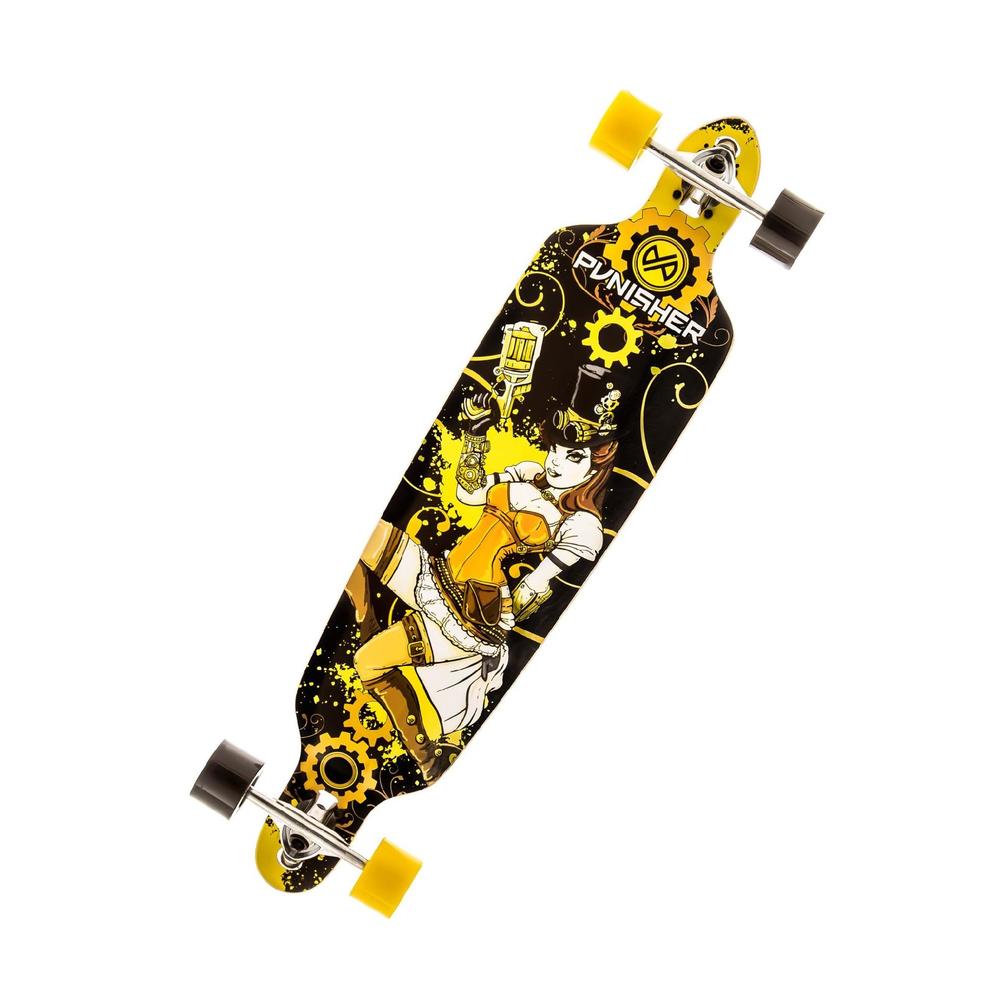 Punisher Skateboards  Steampunk 40-inch Drop-through Canadian Maple Longboard with Concave Deck