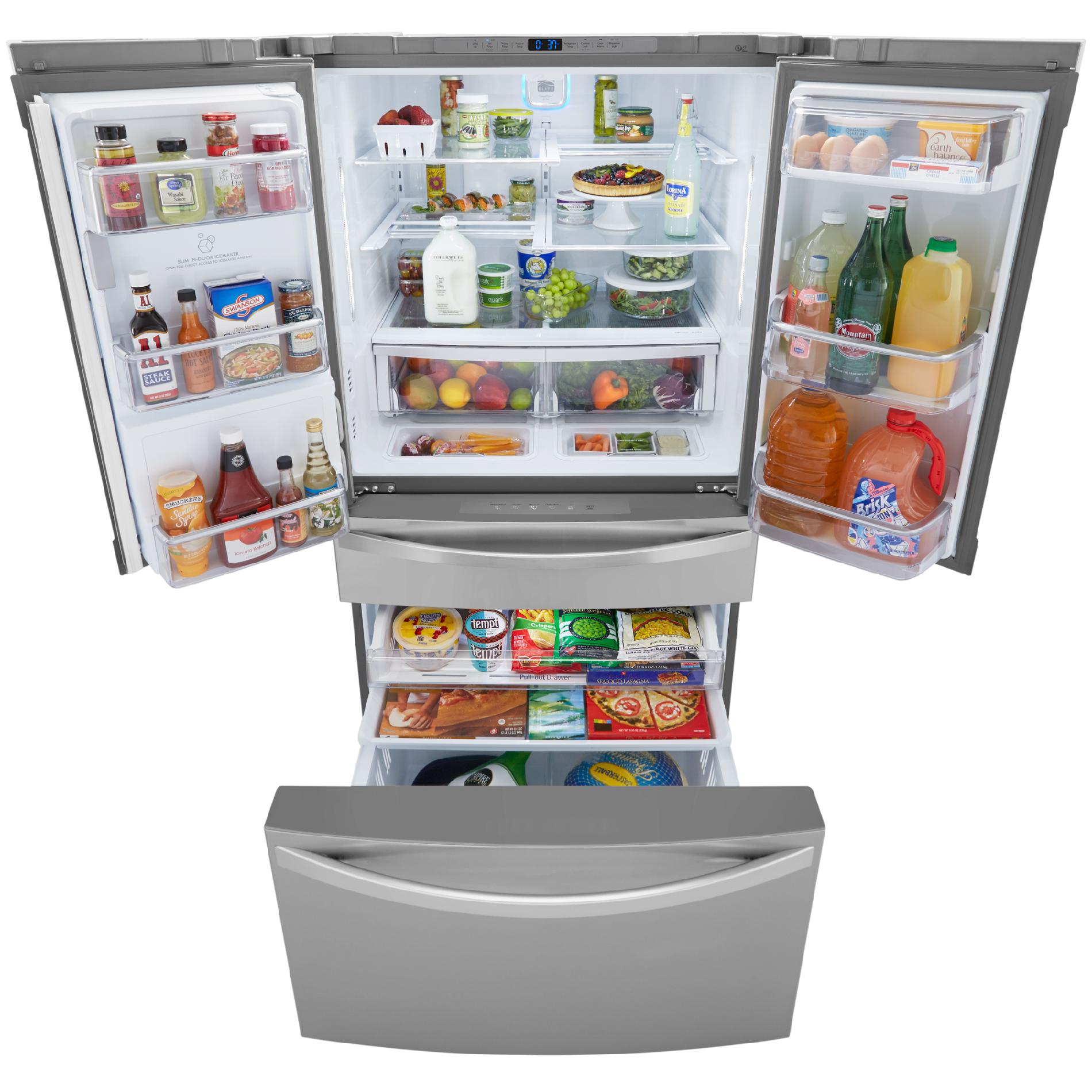 Thumbnail for Kenmore Elite 72483 29.9 cu. ft. 4-Door Bottom-Freezer Refrigerator - Stainless Steel