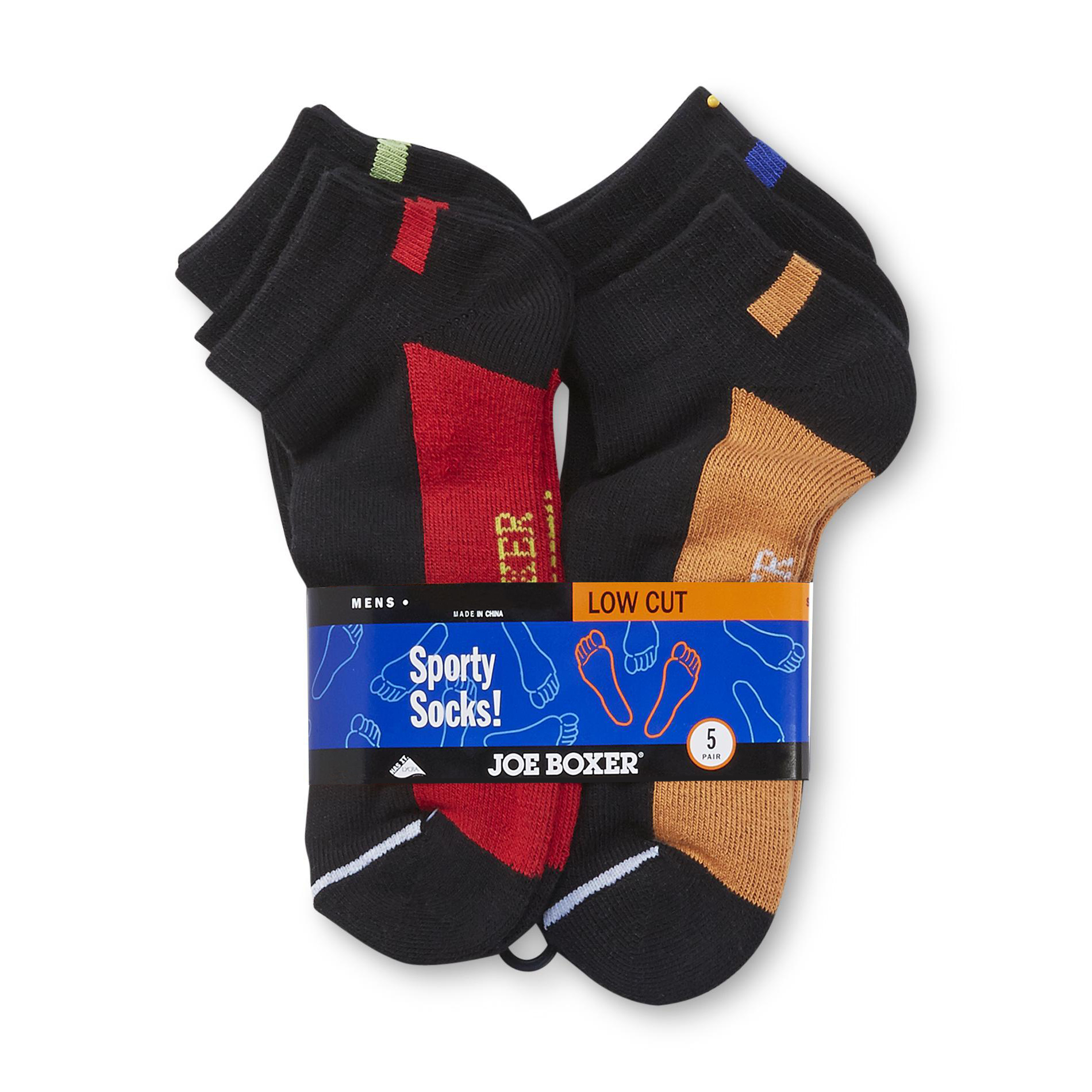 Joe Boxer Men's 5-Pairs Multicolored Low-Cut Sport Socks