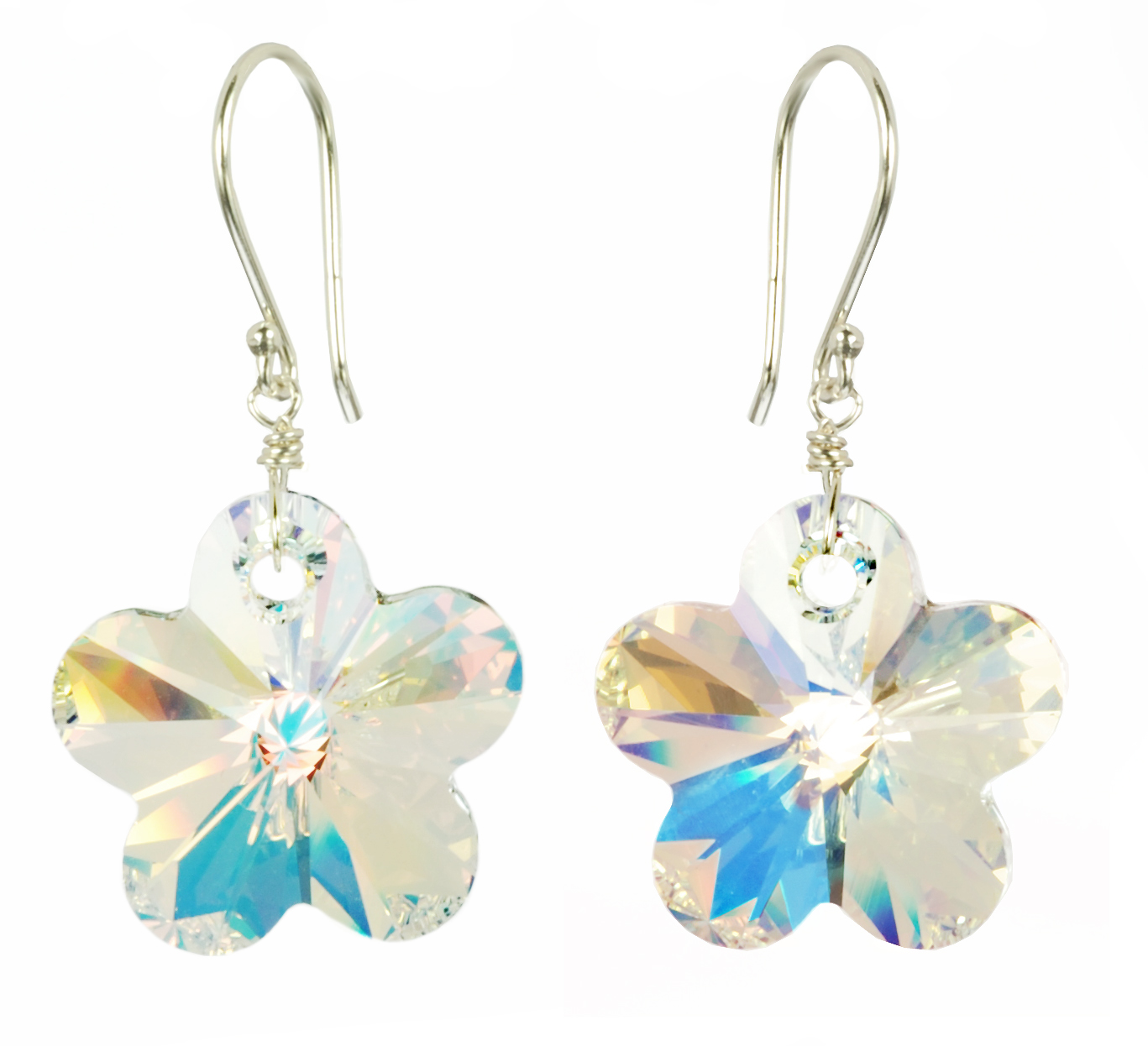 Lita Swarovski Elements Crystal AB Flower Shape Earrings, Clear Lita Swarovski Elements Crystal AB Flower Shape Earrings, Clear