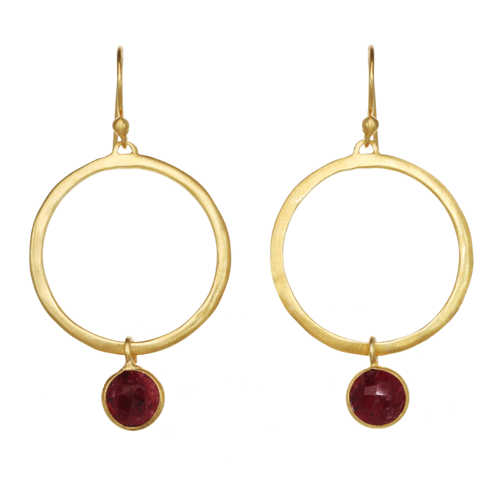 Lita Dyed Ruby Round Hoop Earrings, Red Lita Dyed Ruby Round Hoop Earrings, Red
