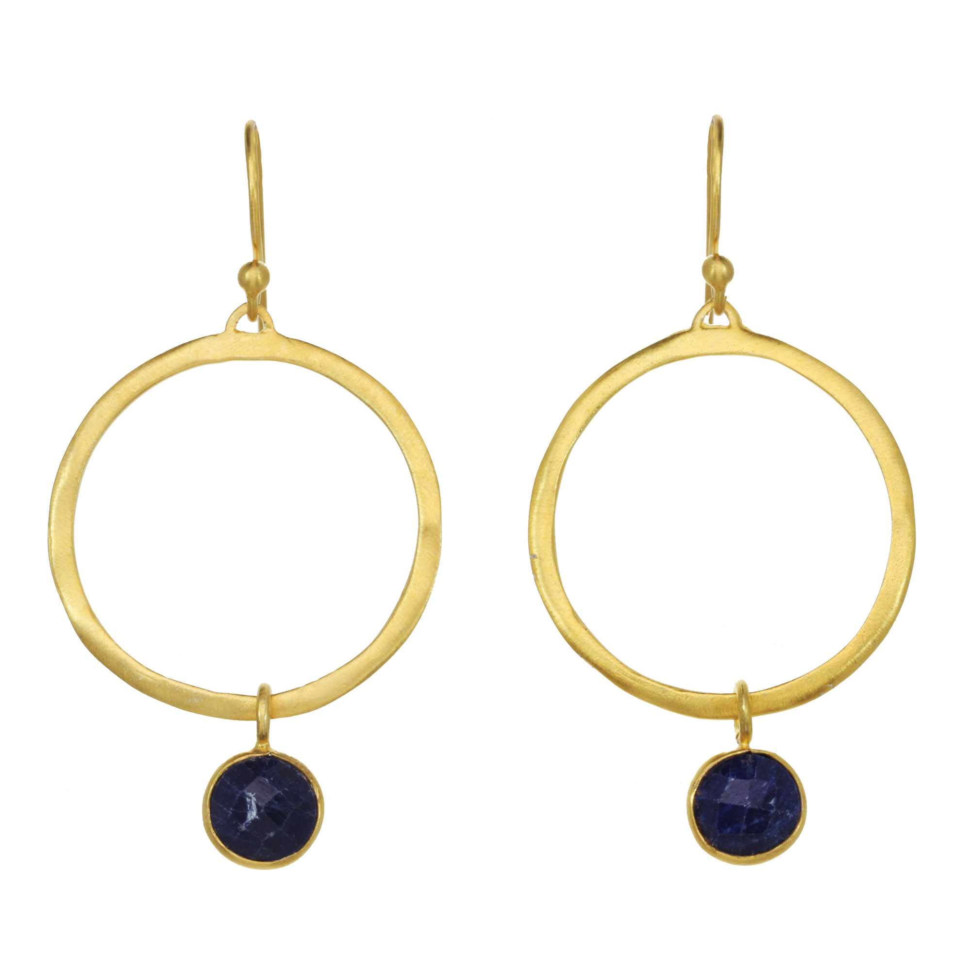 Lita Dyed Sapphire Round Hoop Earrings, Blue Lita Dyed Sapphire Round Hoop Earrings, Blue