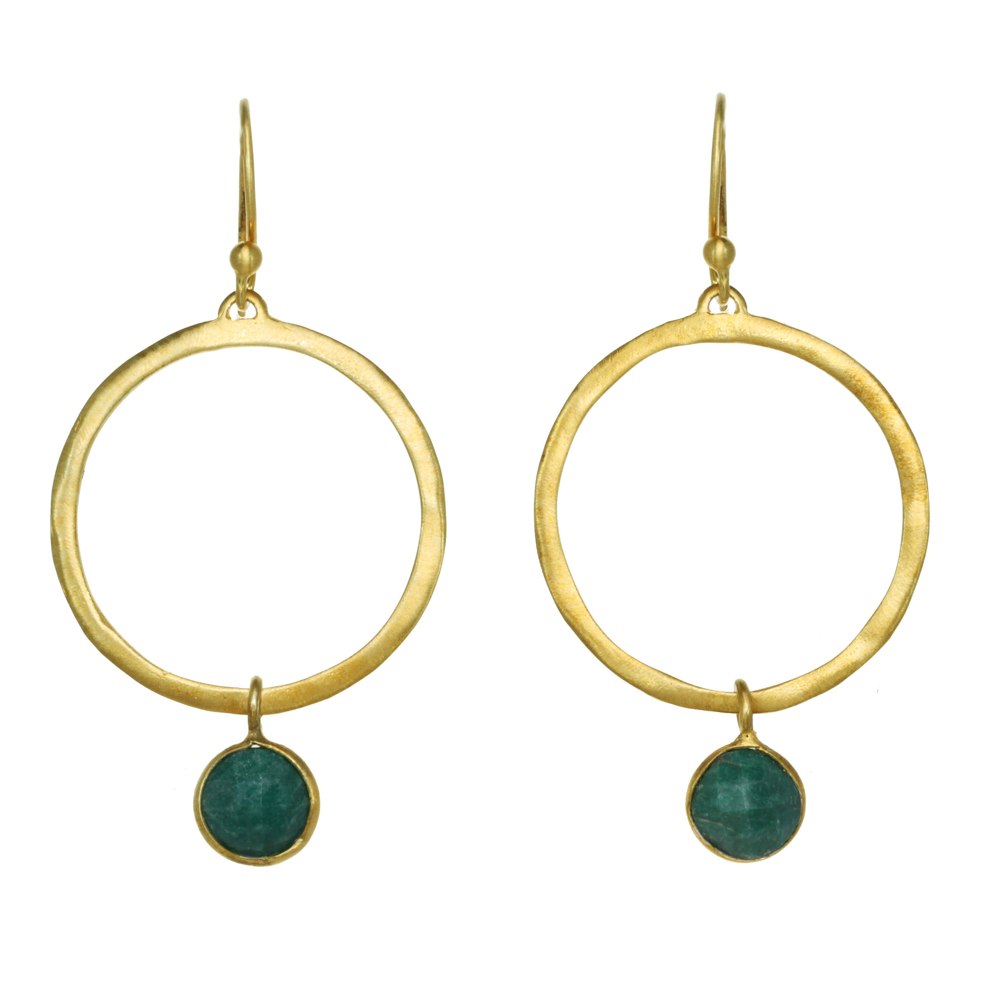 Lita Dyed Emerald Round Hoop Earrings, Green Lita Dyed Emerald Round Hoop Earrings, Green