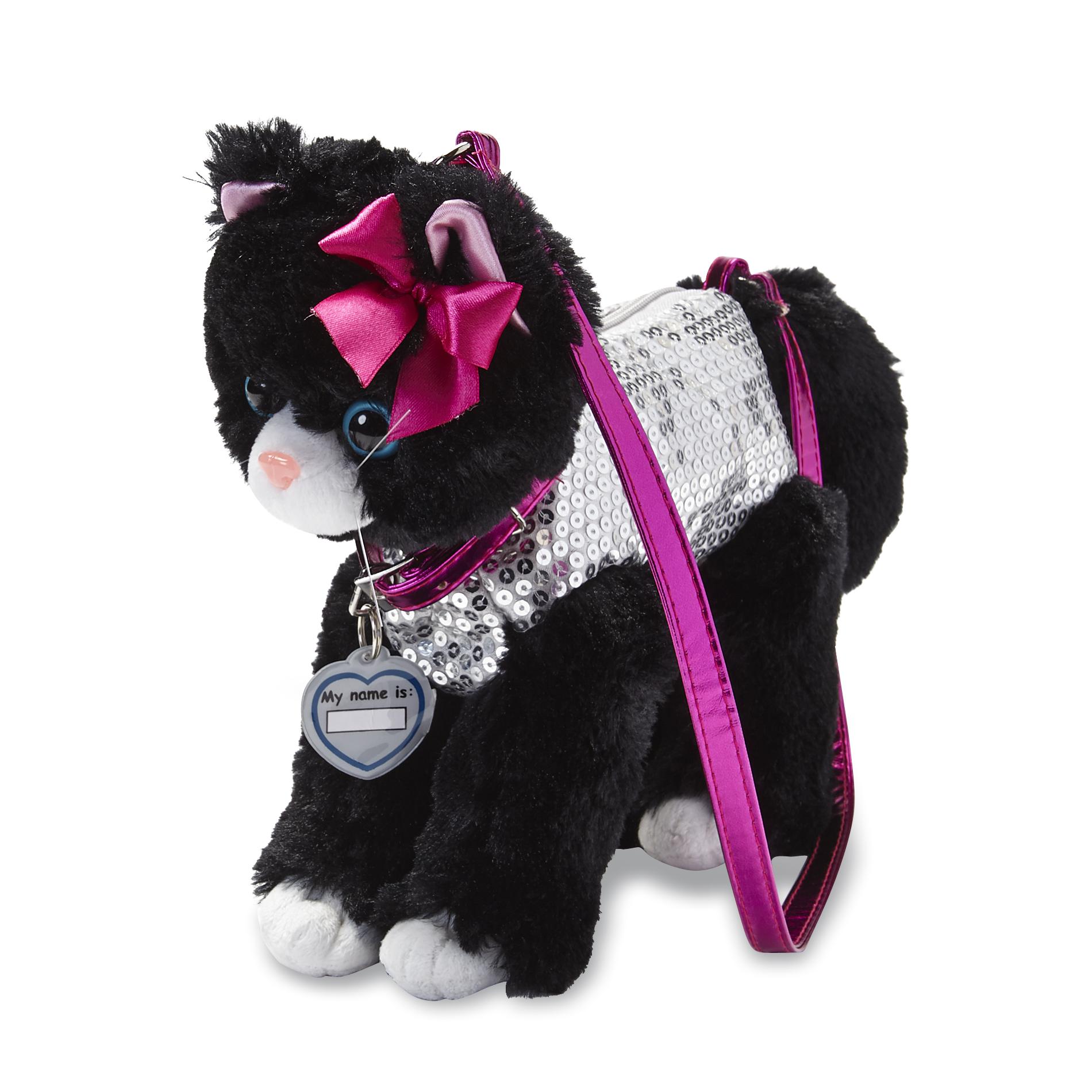 Poochie & Co. Girl's Sequined Plush Cat Purse