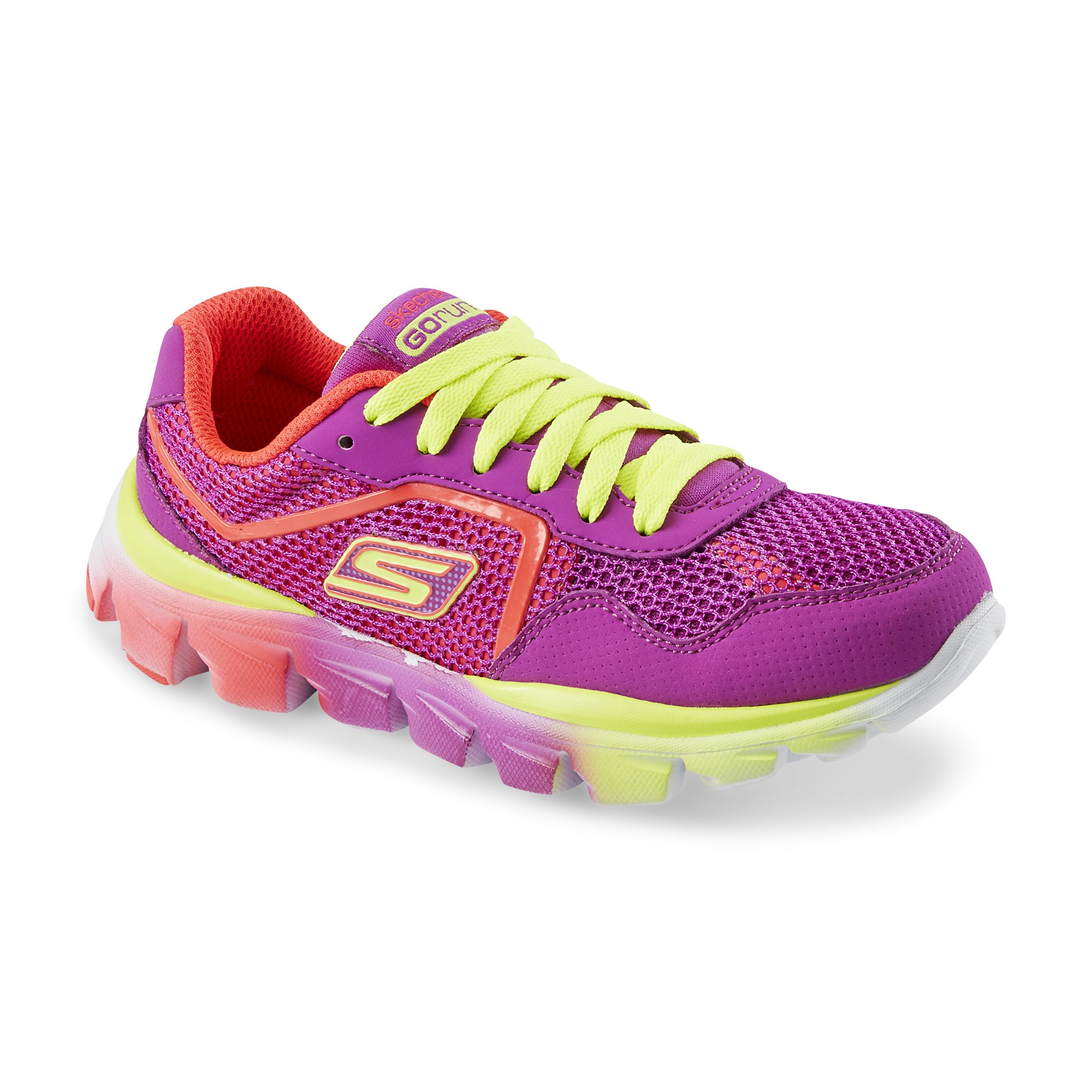 Skechers Girl's GOrun Ride Purple/Neon Green Athletic Shoe